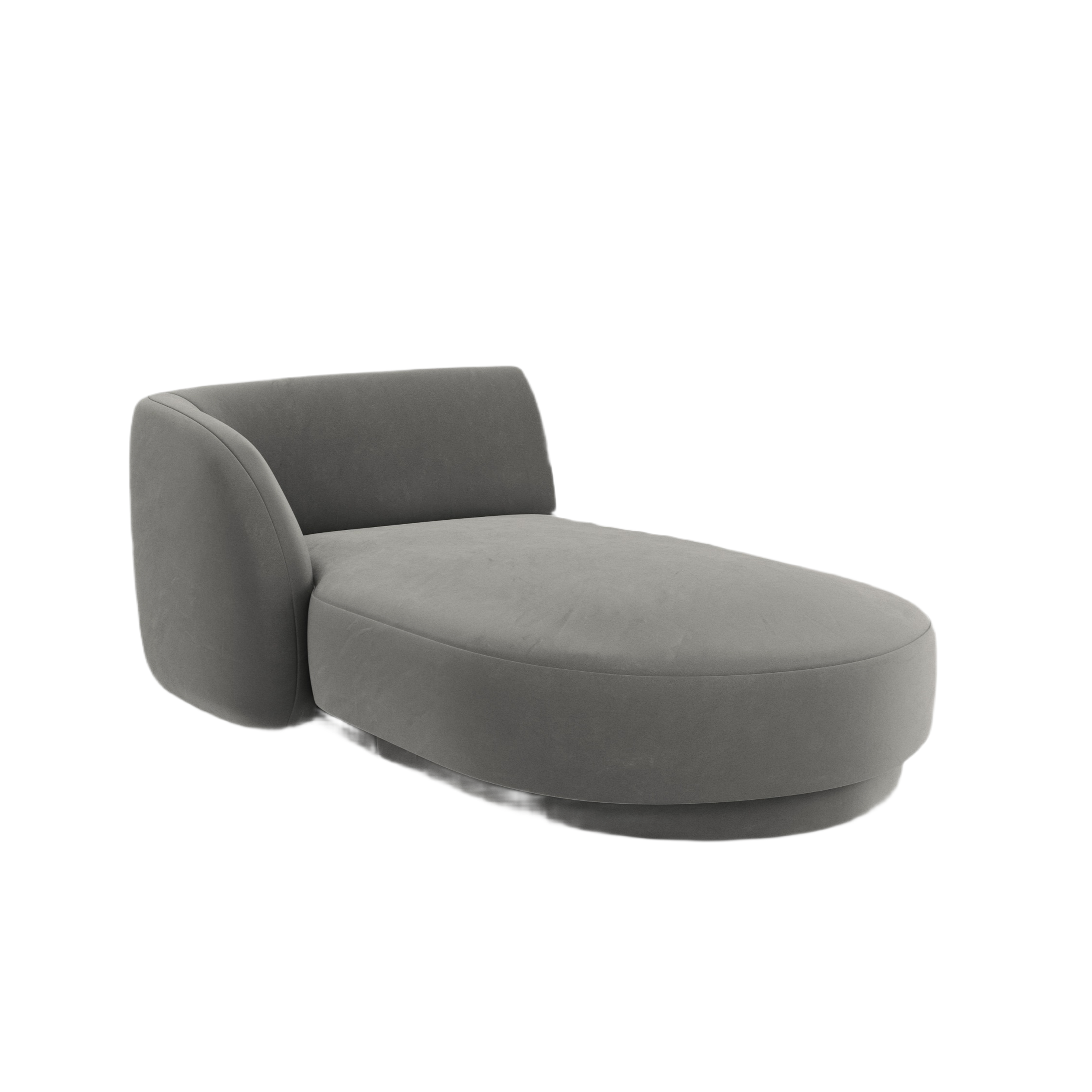 MILEY lichtgrijze linkszijdige fluwelen chaise longue