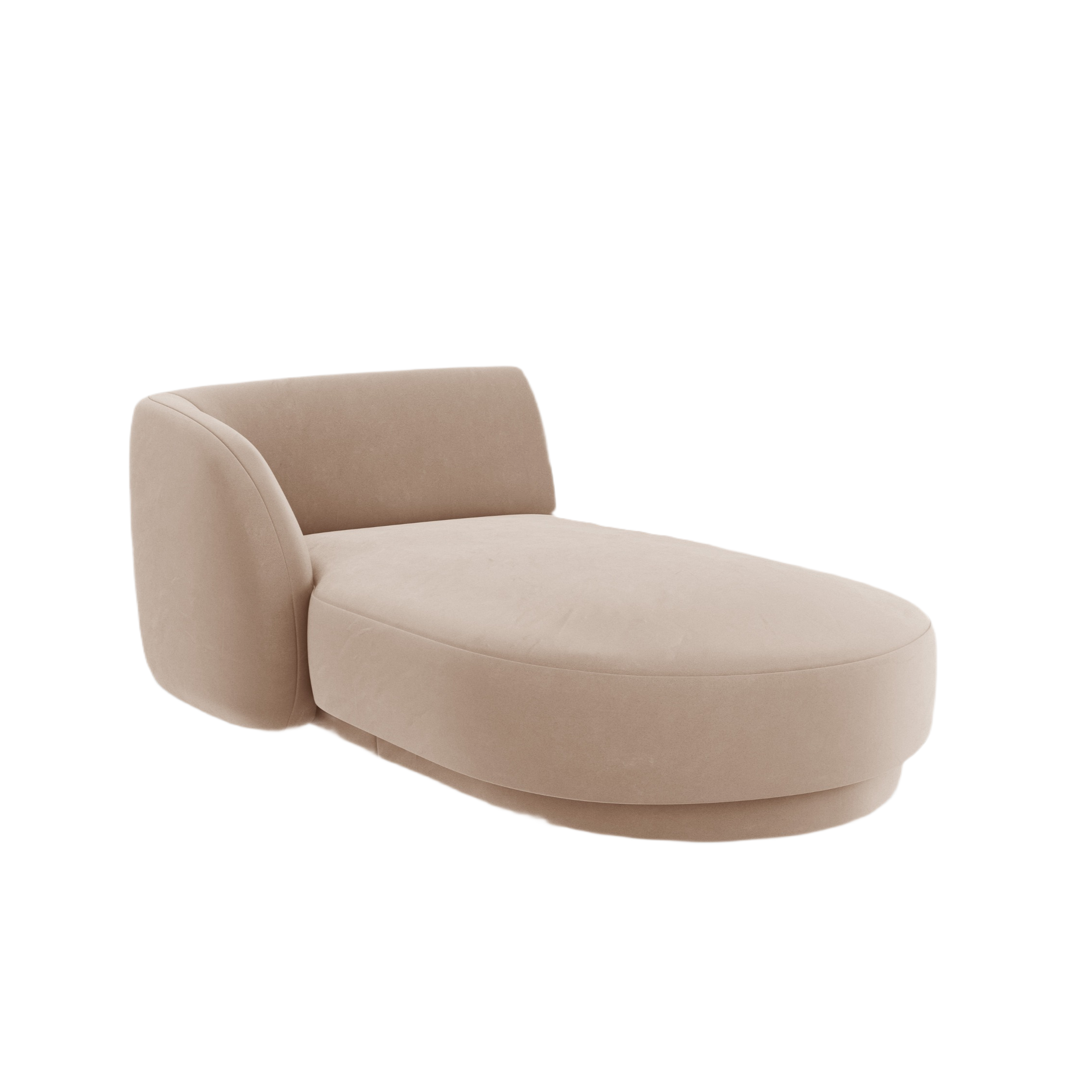 MILEY cappuccino fluwelen linkszijdige chaise longue