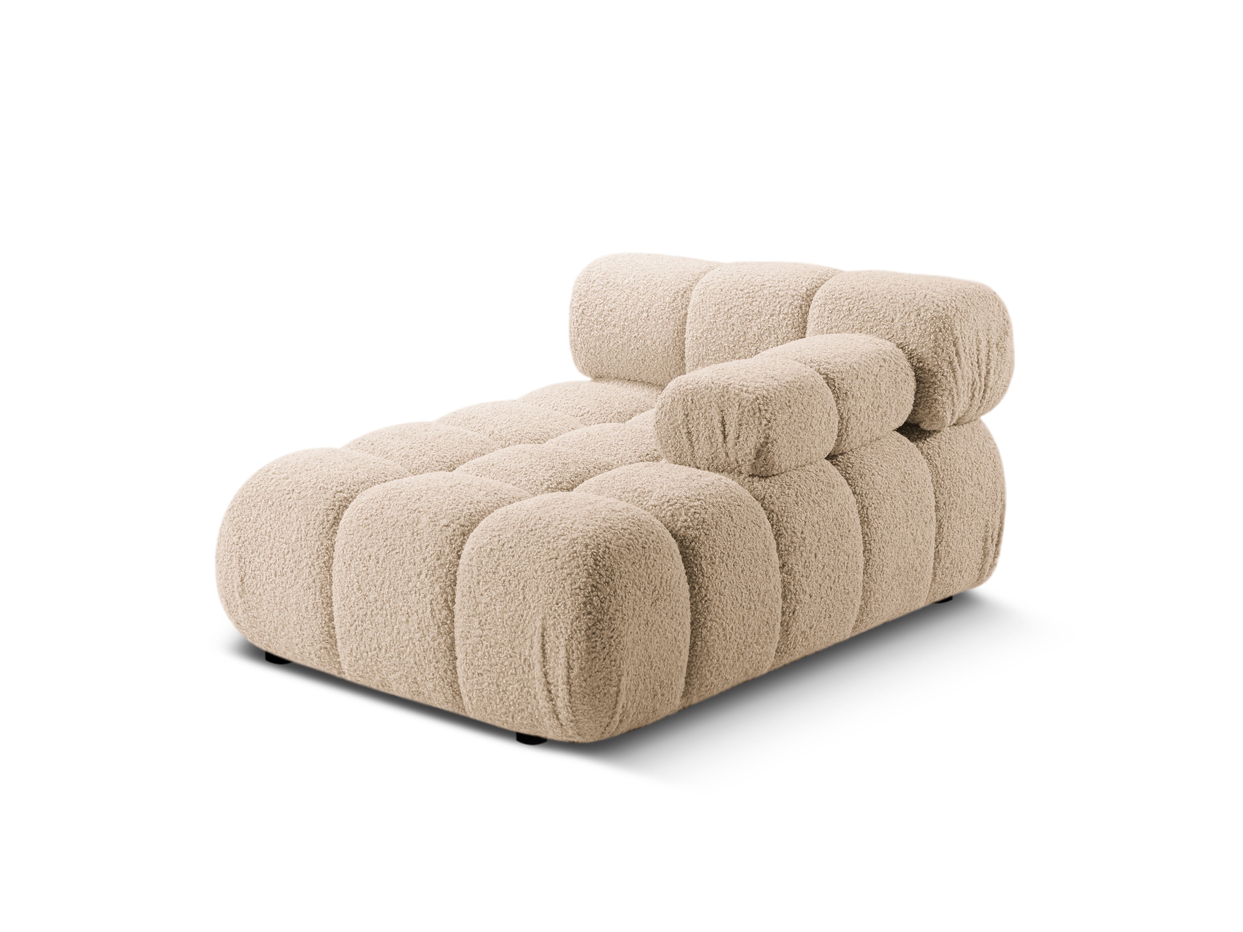 Rechters chaise longue BELLIS in zandkleurige boucle