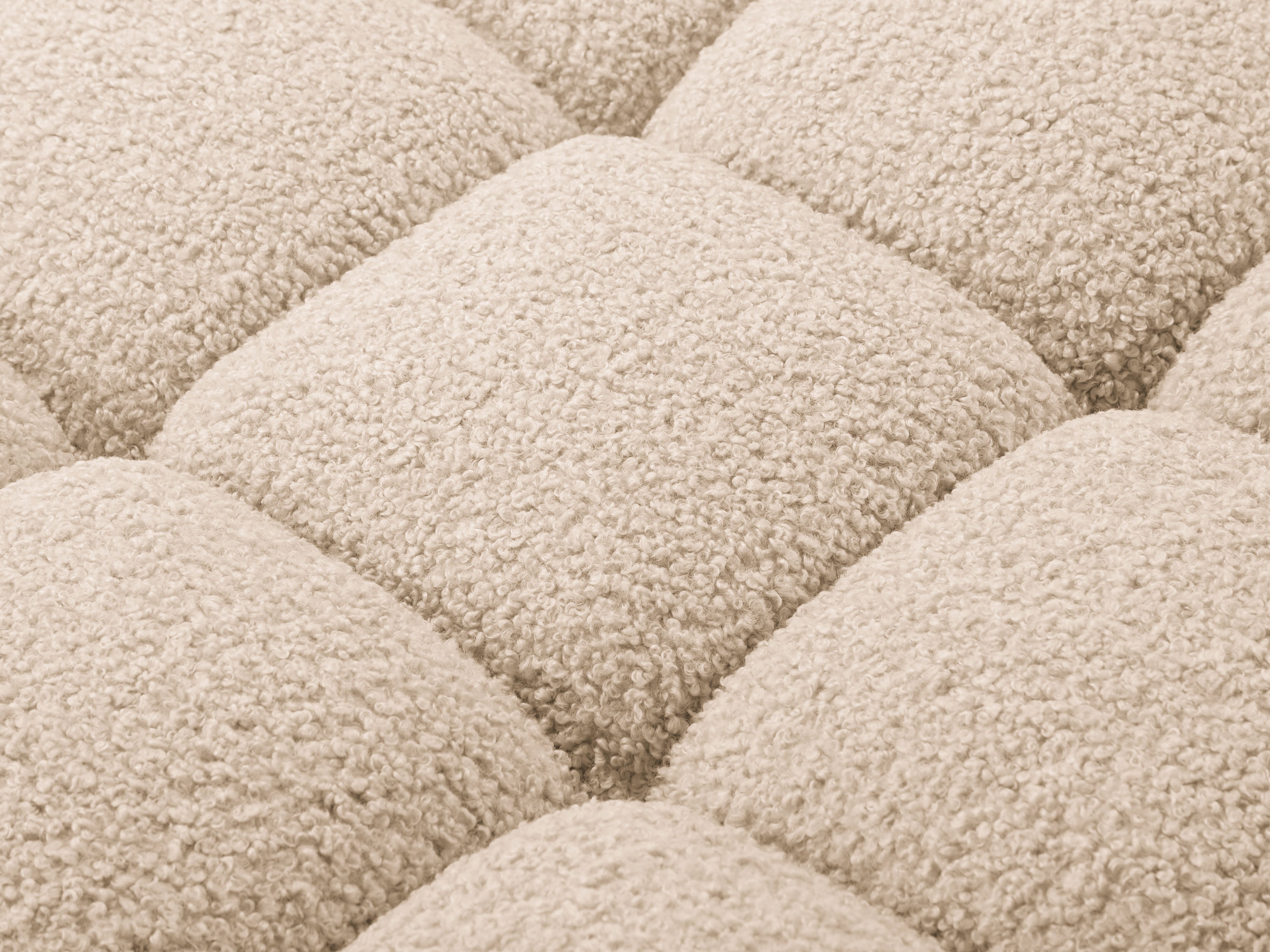 Rechters chaise longue BELLIS in zandkleurige boucle