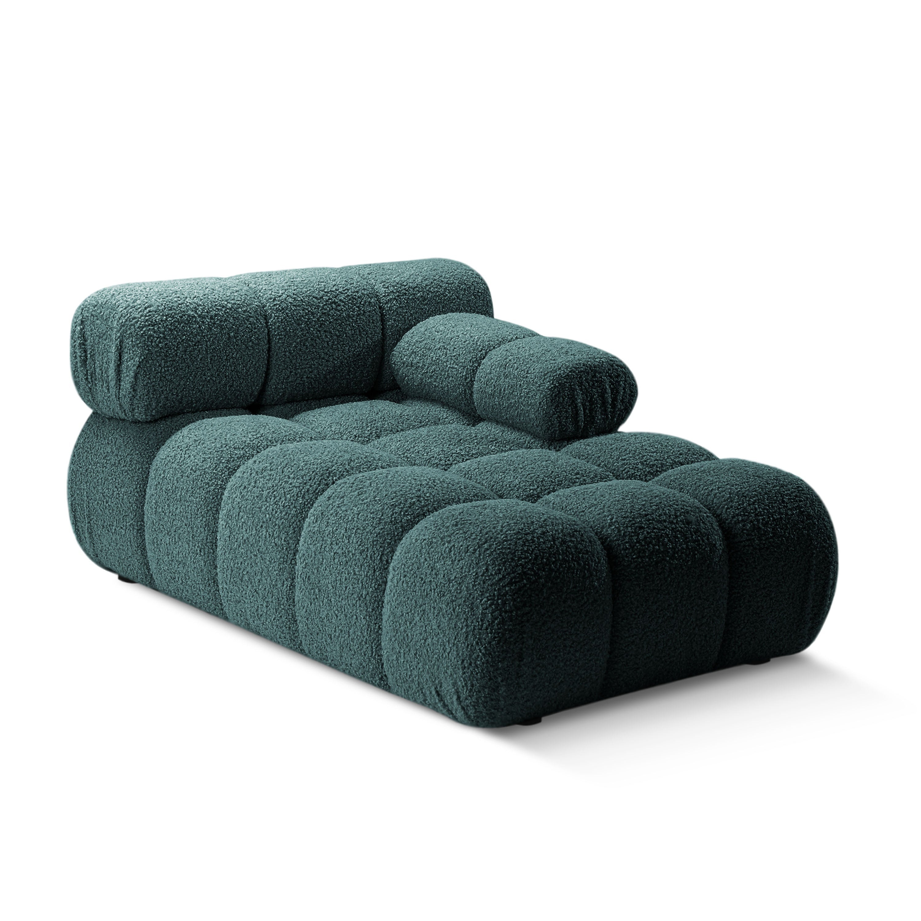 Rechtersidet chaise longue BELLIS in diep petrol boucle