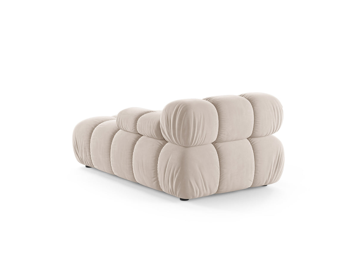 Rechthoekige BELLIS chaise longue in lichtbeige velours