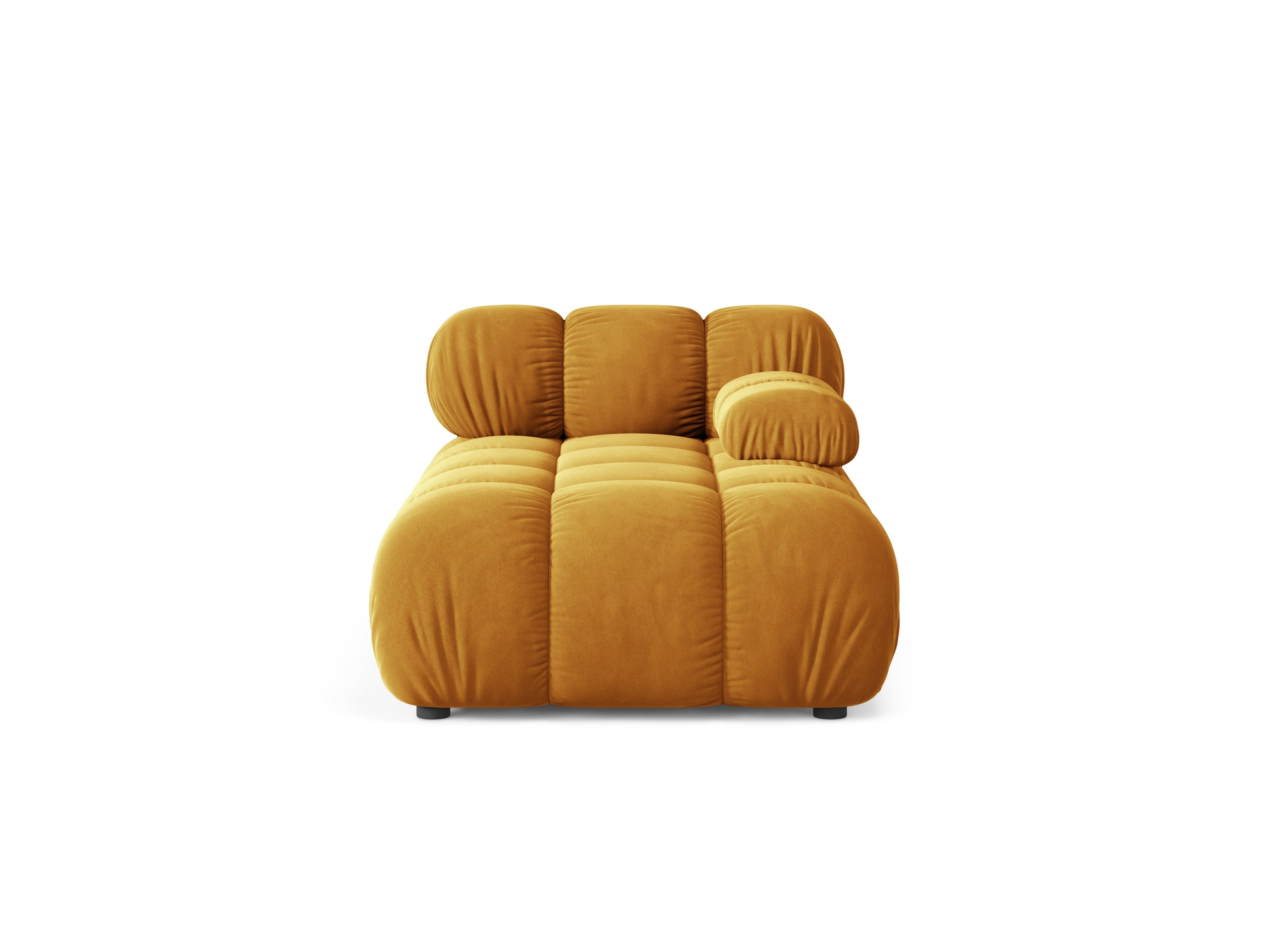 Rechtersidet chaise longue BELLIS in mosterdkleurig velours