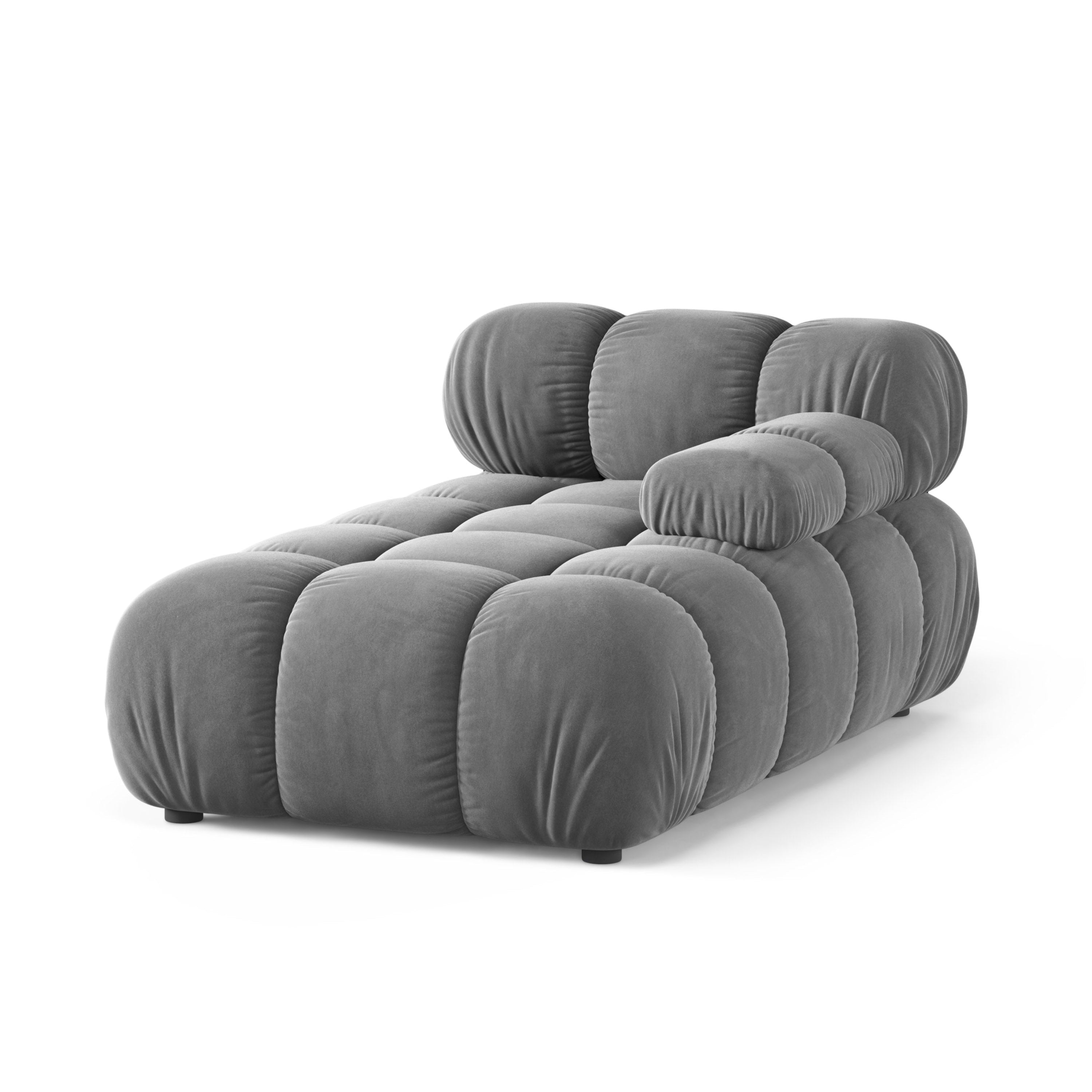Rechtersidet chaise longue BELLIS in grijs fluweel