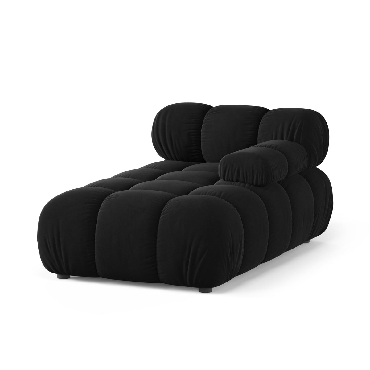 Zwarte BELLIS rechtszijdige fluwelen chaise longue