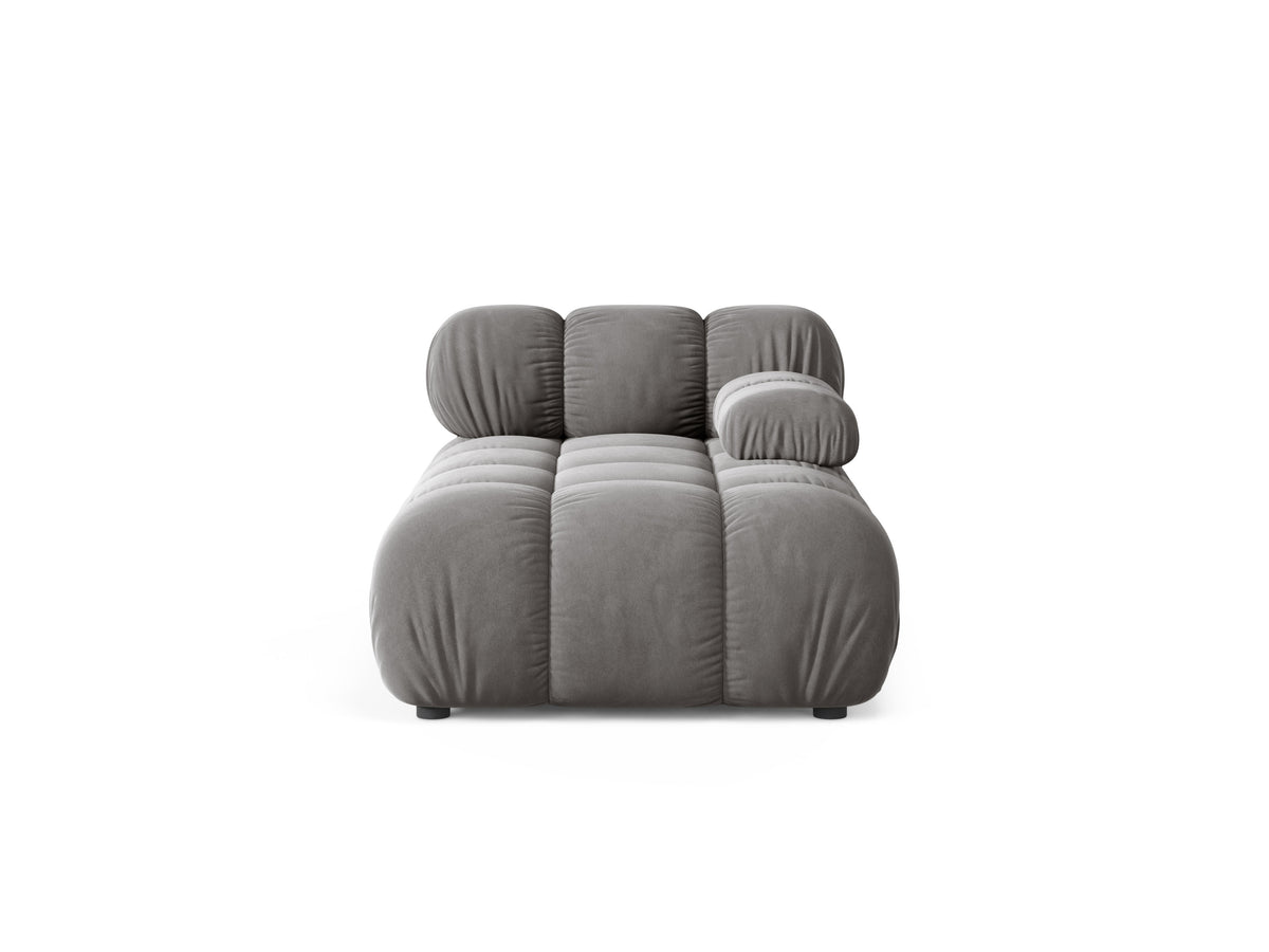 Grijze BELLIS rechtszijdige fluwelen chaise longue