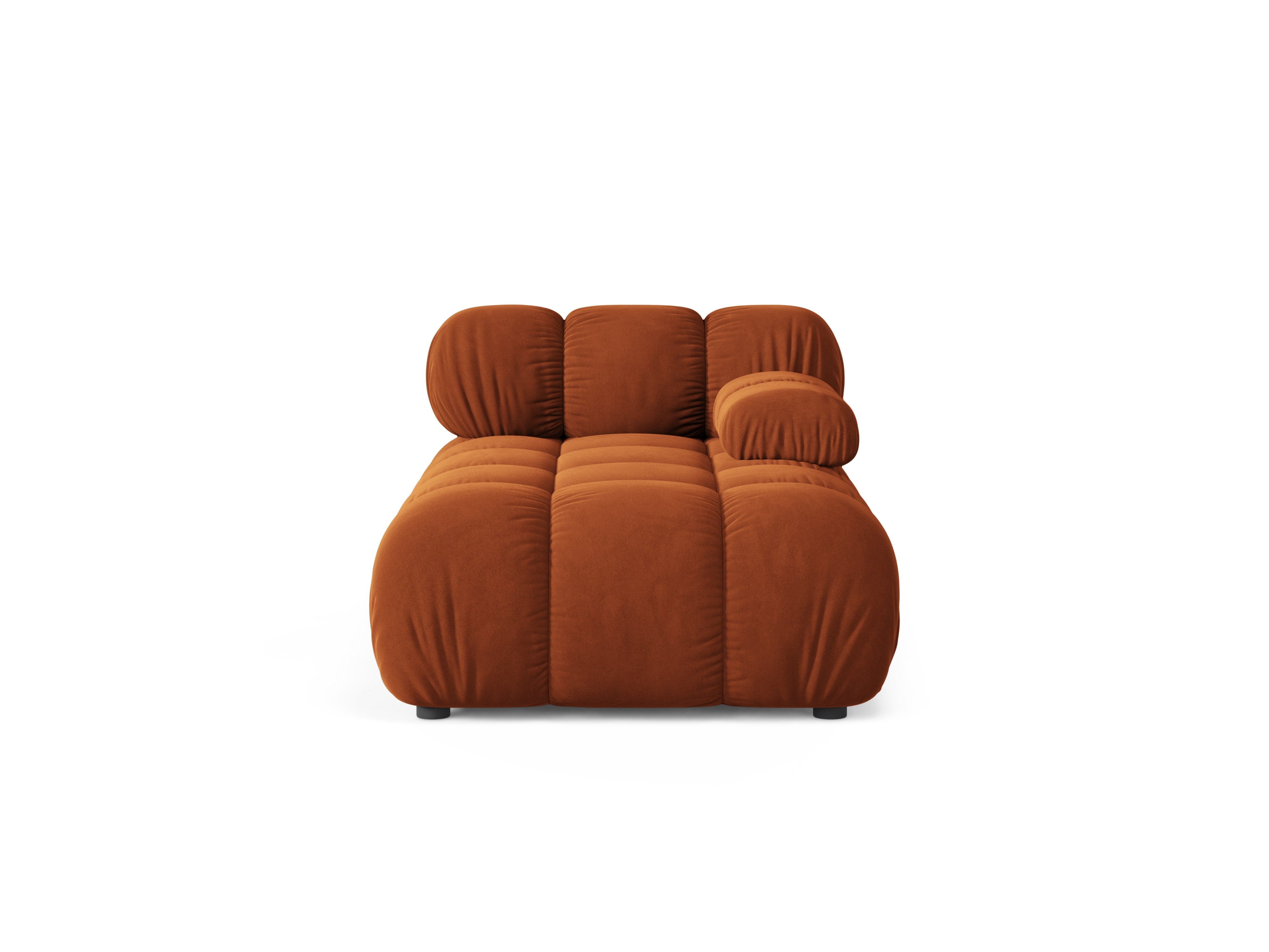 Velours chaise longue rechts BELLIS baksteenrood