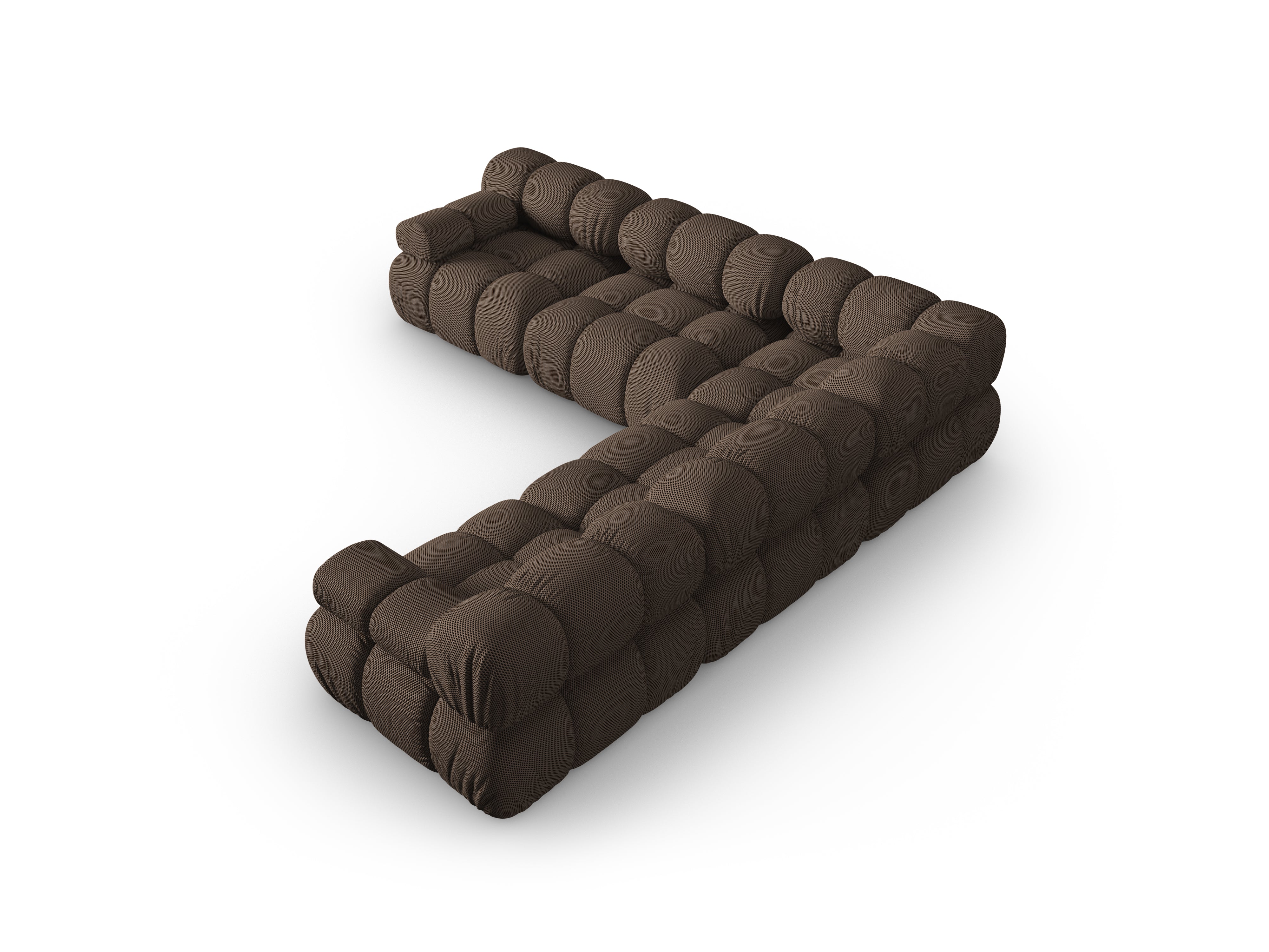Symmetrische hoekbank BELLIS in bruin 3D-stof