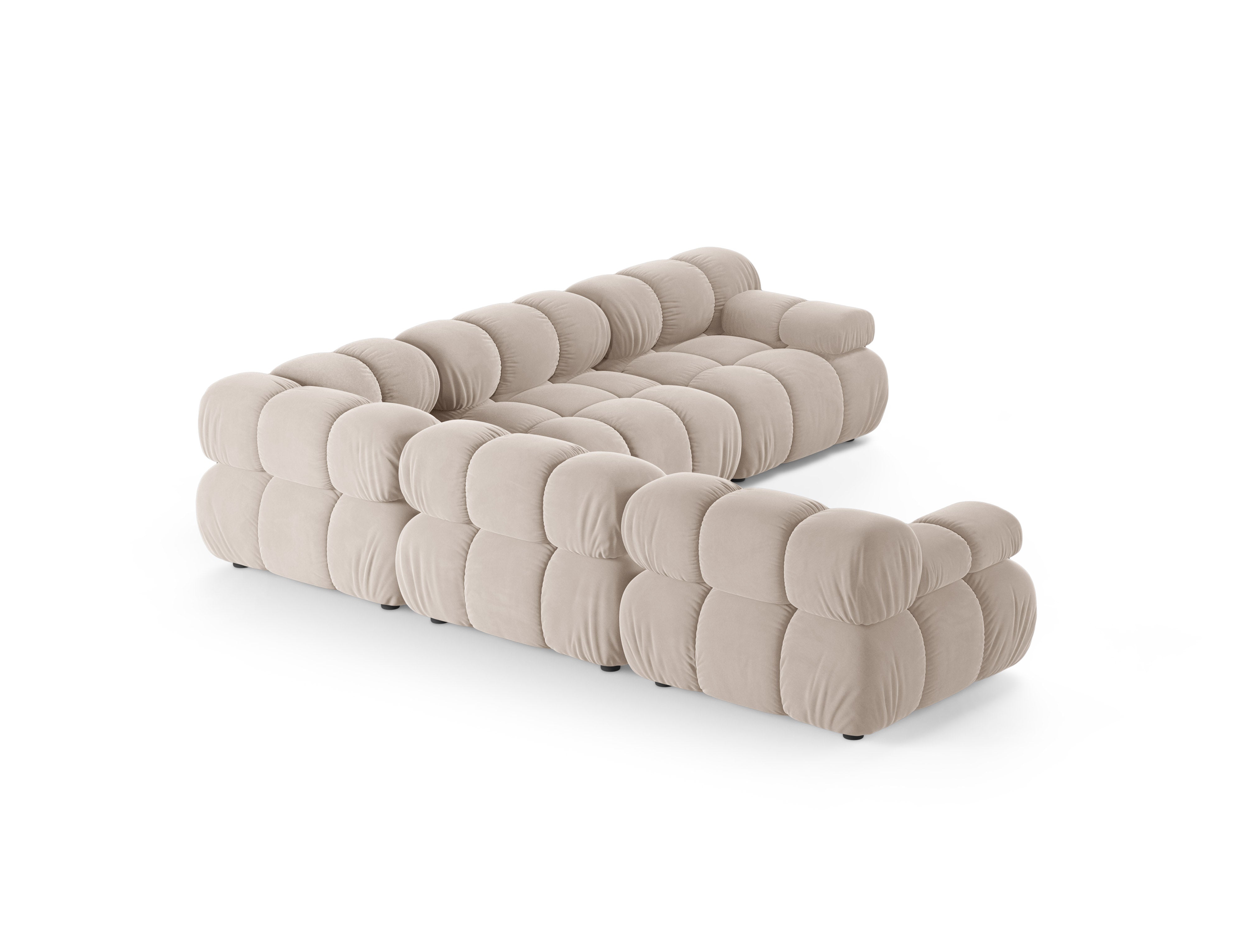 Symmetrische hoekbank BELLIS lichtbeige velours