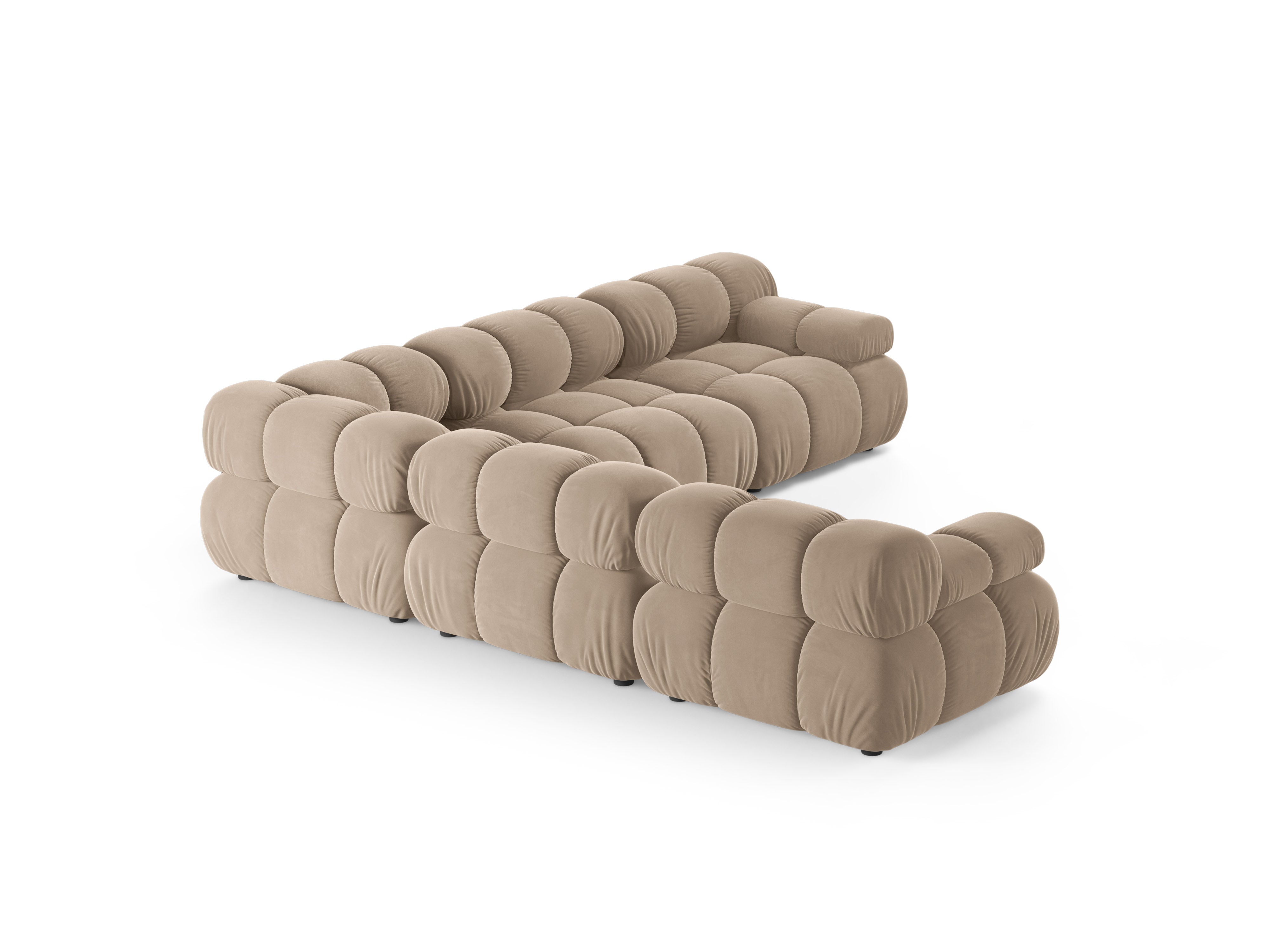 Symmetrische hoekbank BELLIS in beige velours