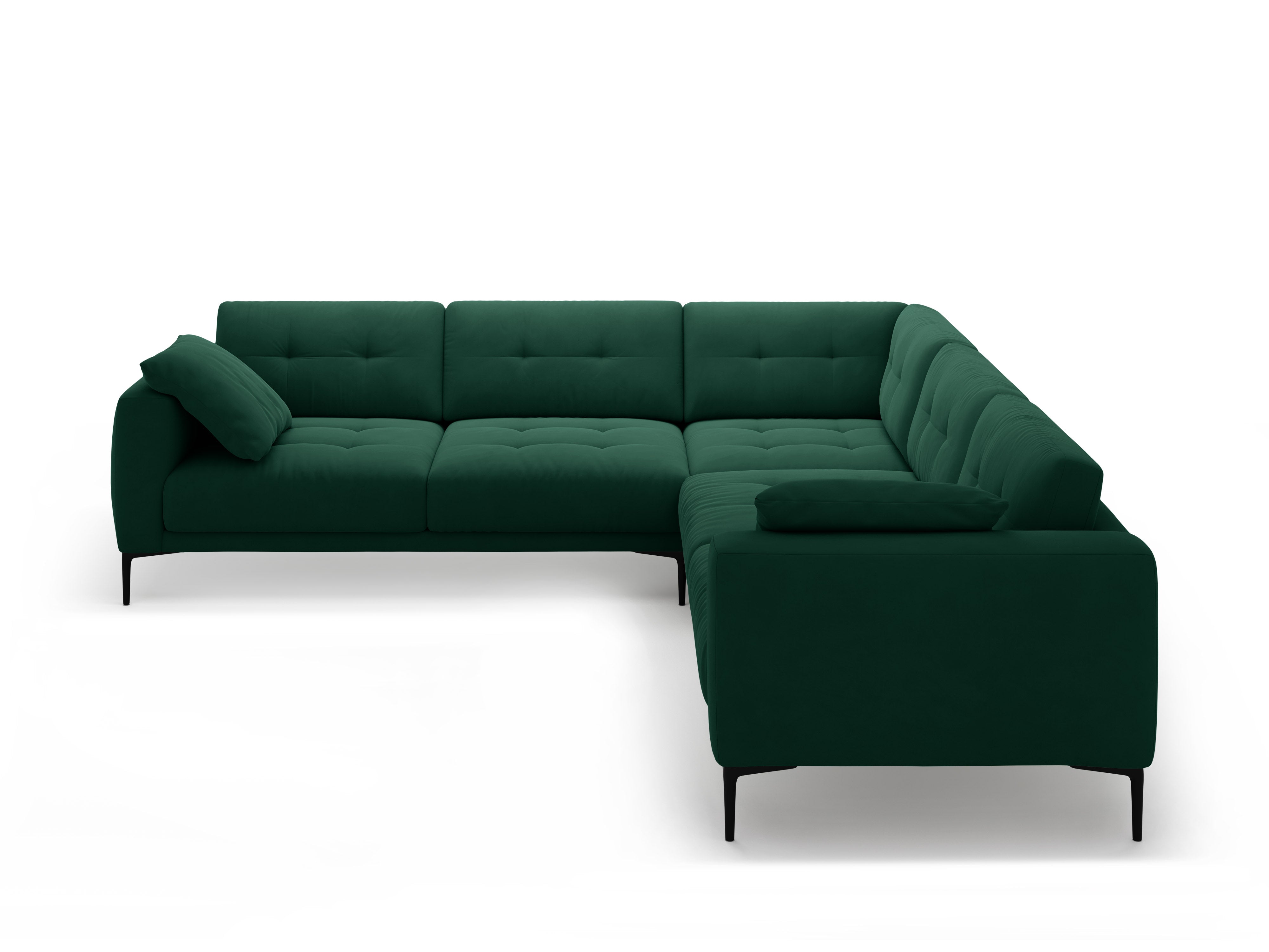 Symmetrical velvet corner sofa BEMY bottle green