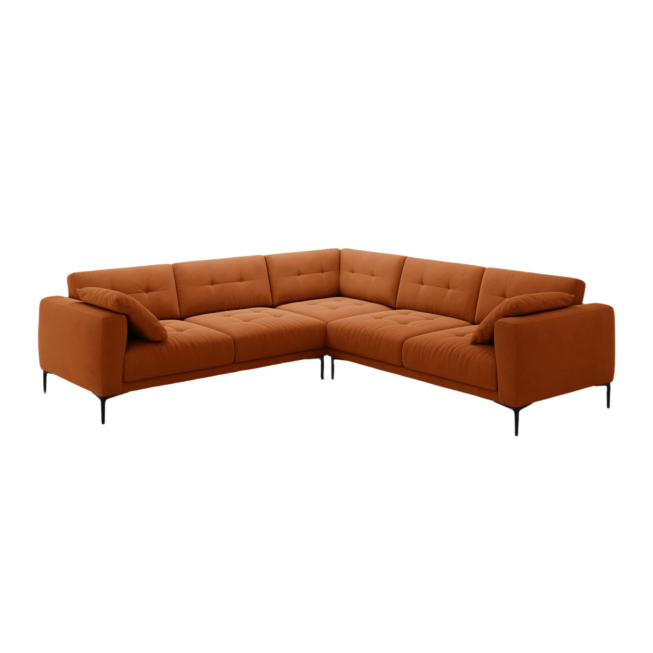 Symmetrical velvet corner sofa BEMY terracotta