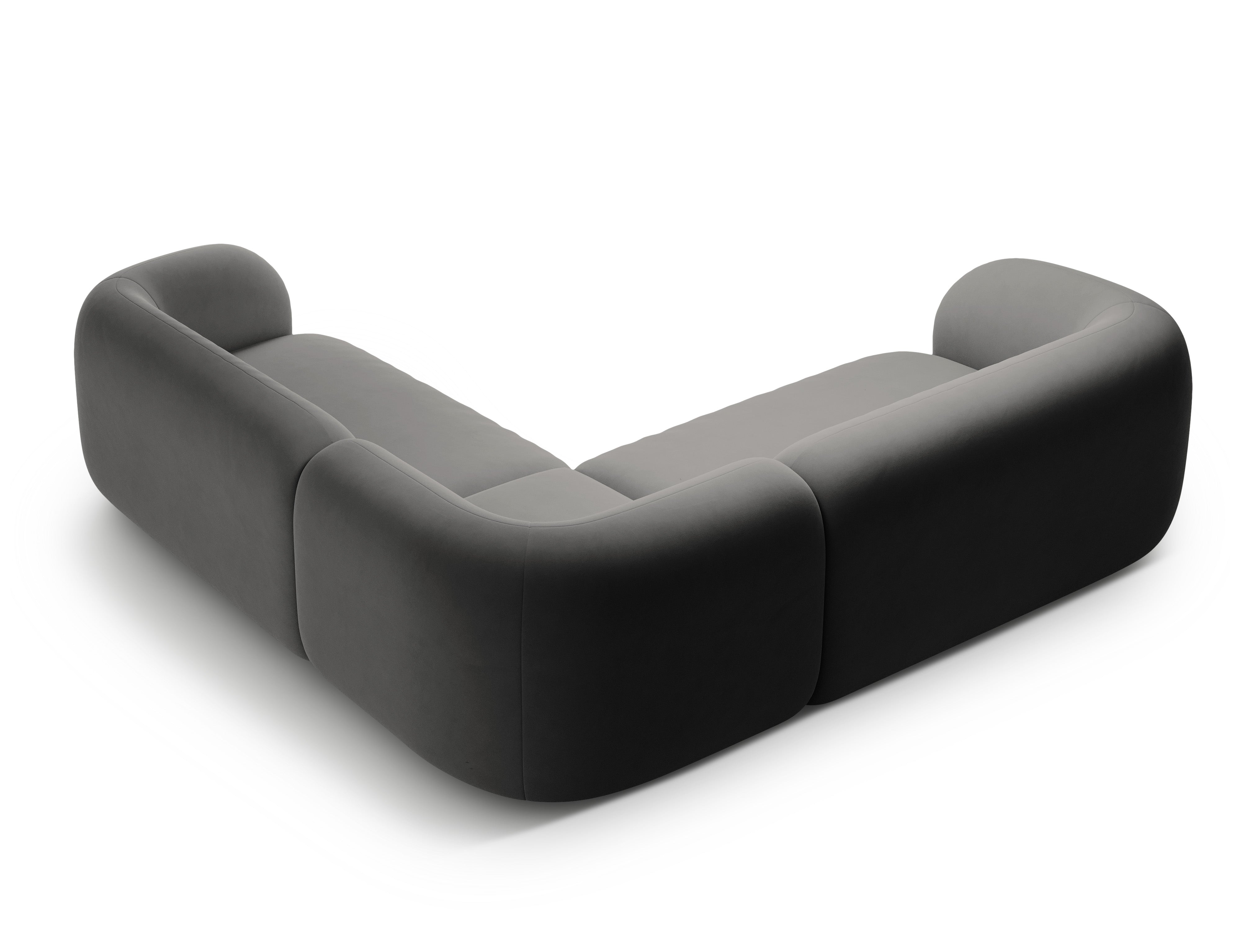 Symmetrische fluwelen hoekbank KATE donkergrijs