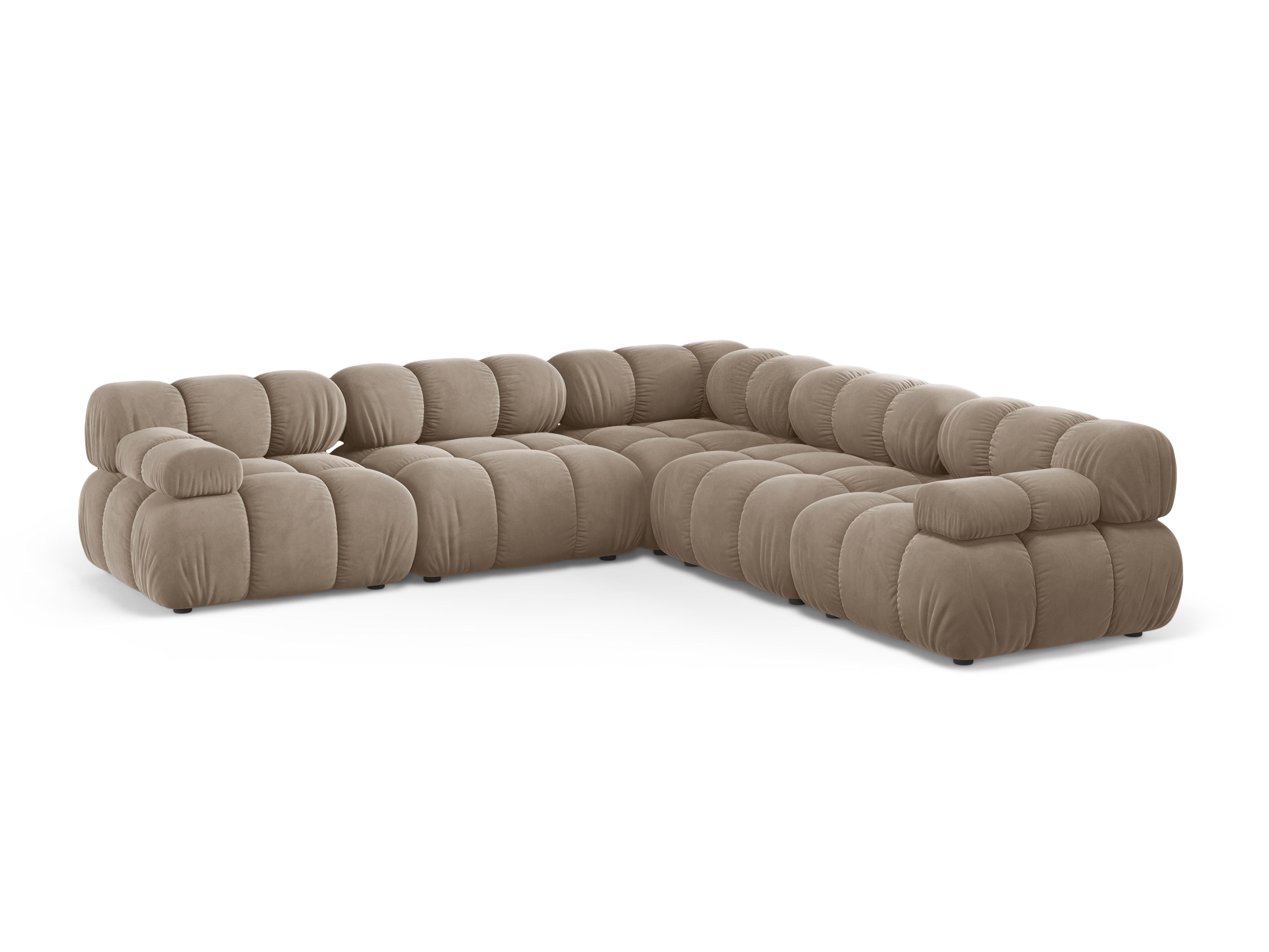 Symmetrische fluwelen hoekbank BELLIS cappuccino