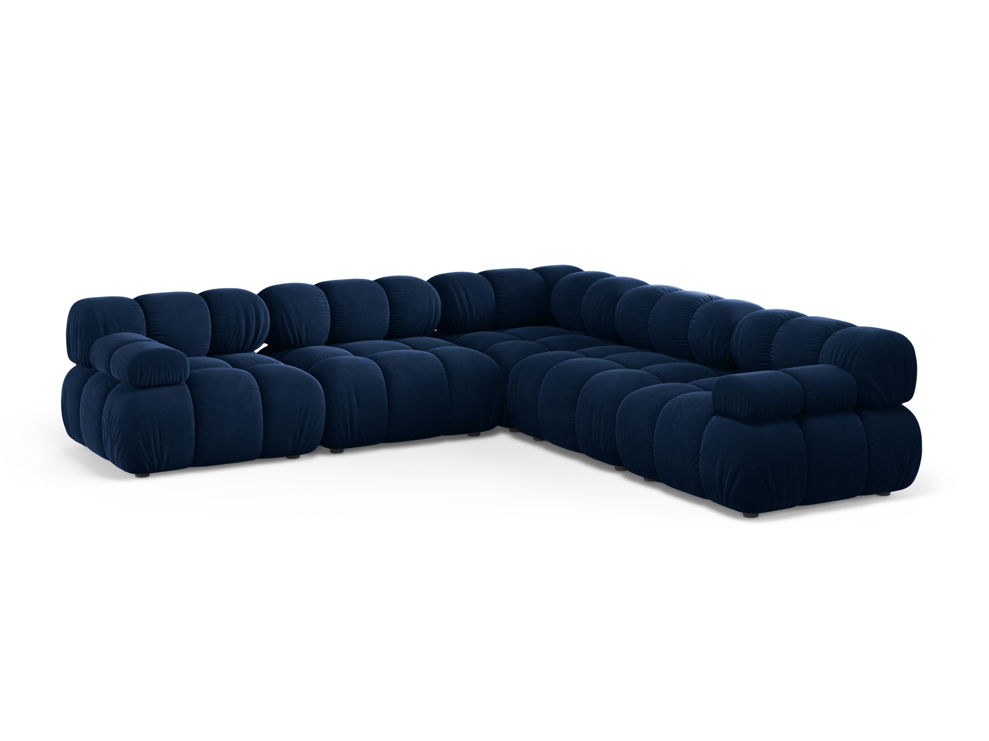 Symmetrische fluwelen hoekbank BELLIS in koninklijk blauw