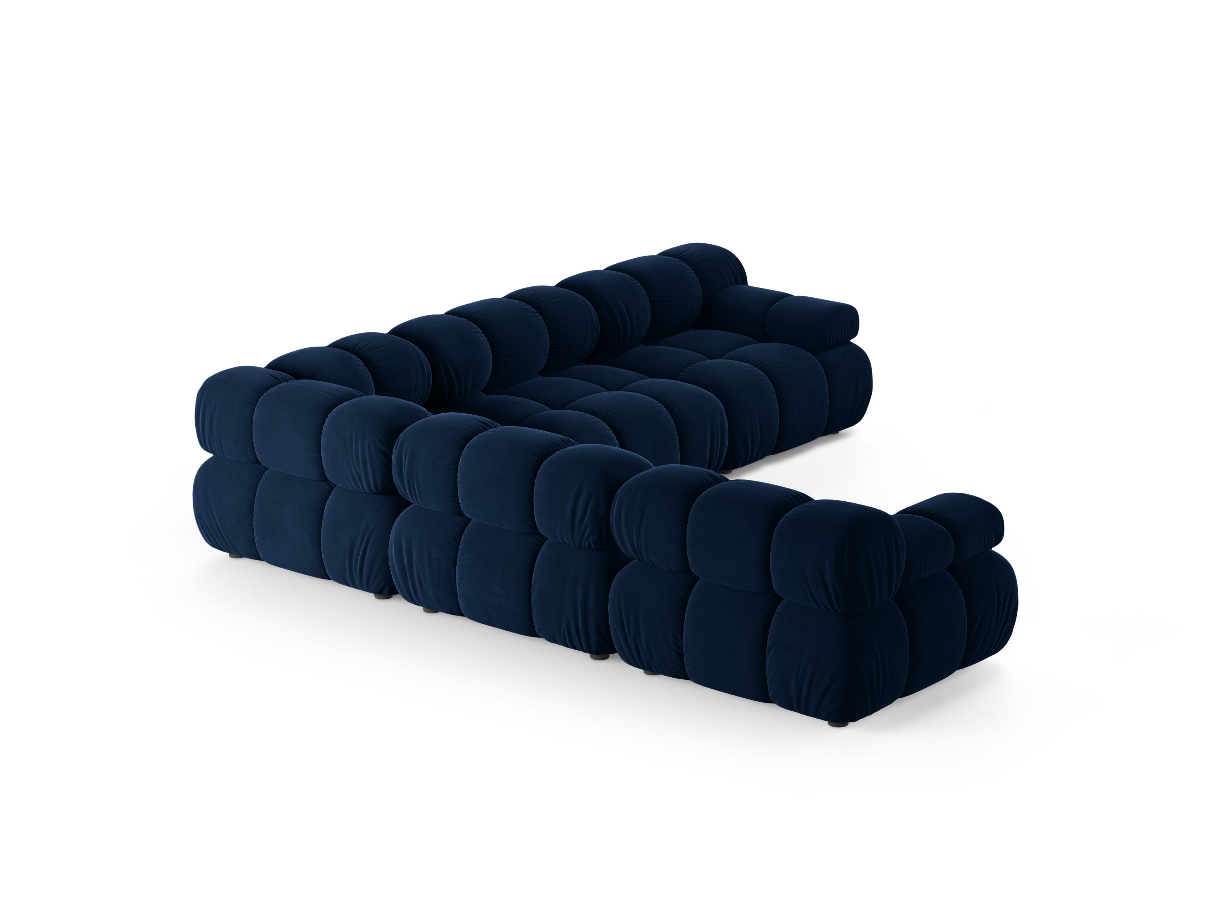 Symmetrische fluwelen hoekbank BELLIS in koninklijk blauw