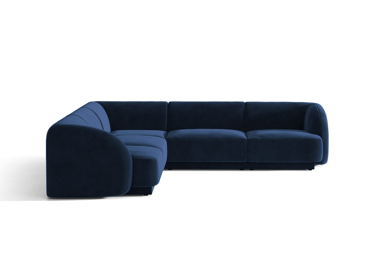 Fluwelen hoekbank voor 5 personen MILEY marineblauw
