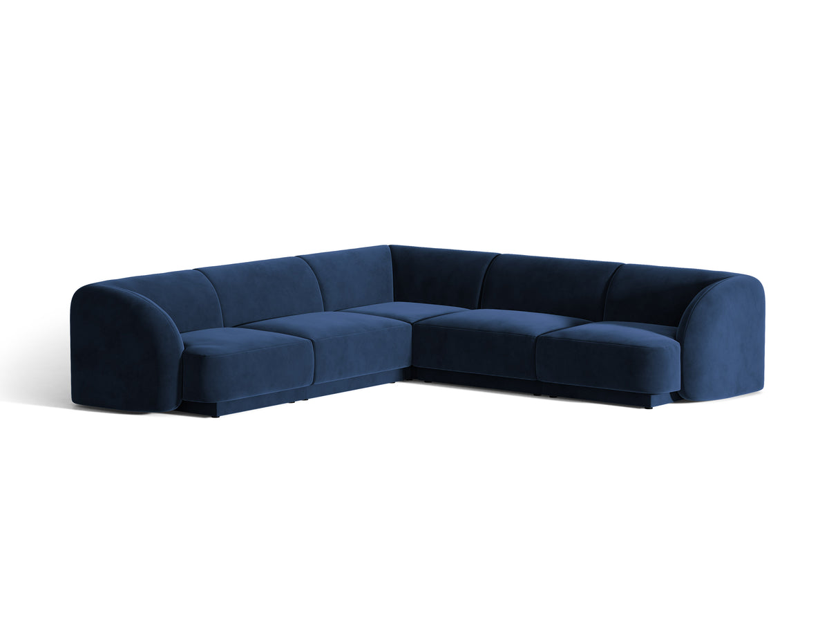 Fluwelen hoekbank voor 5 personen MILEY marineblauw
