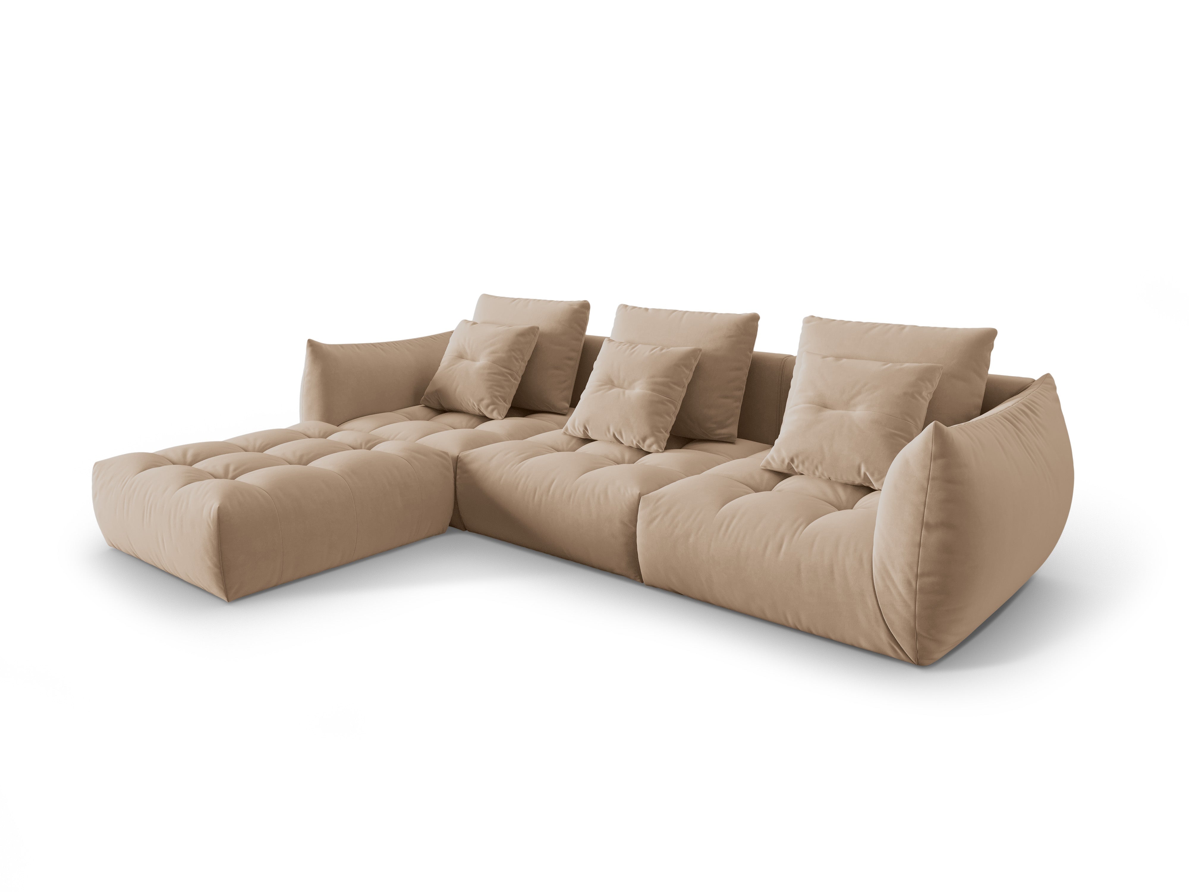 Modulaire fluwelen hoekbank BLOOM zandkleurig