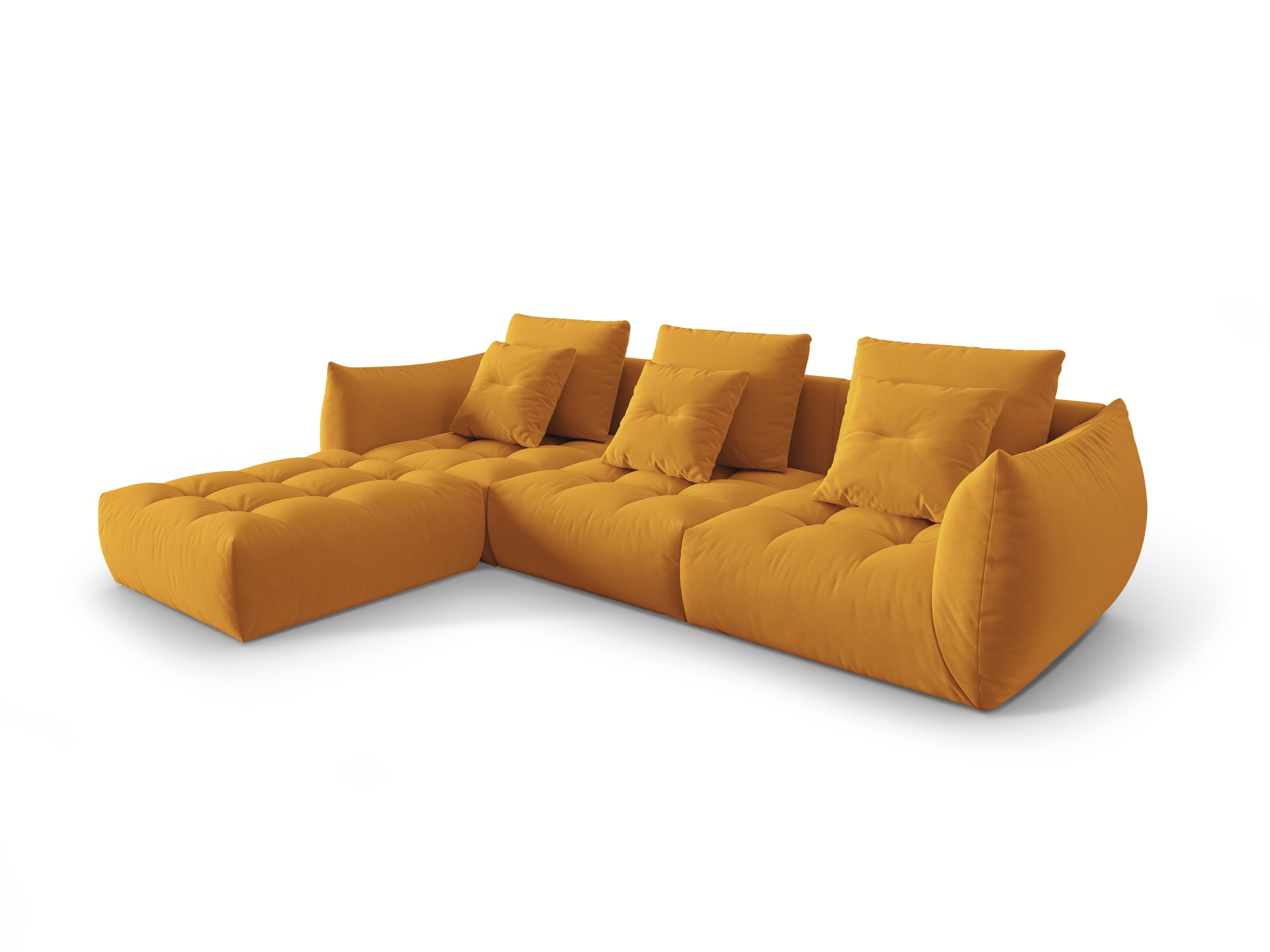 Modulaire fluwelen hoekbank BLOOM geel