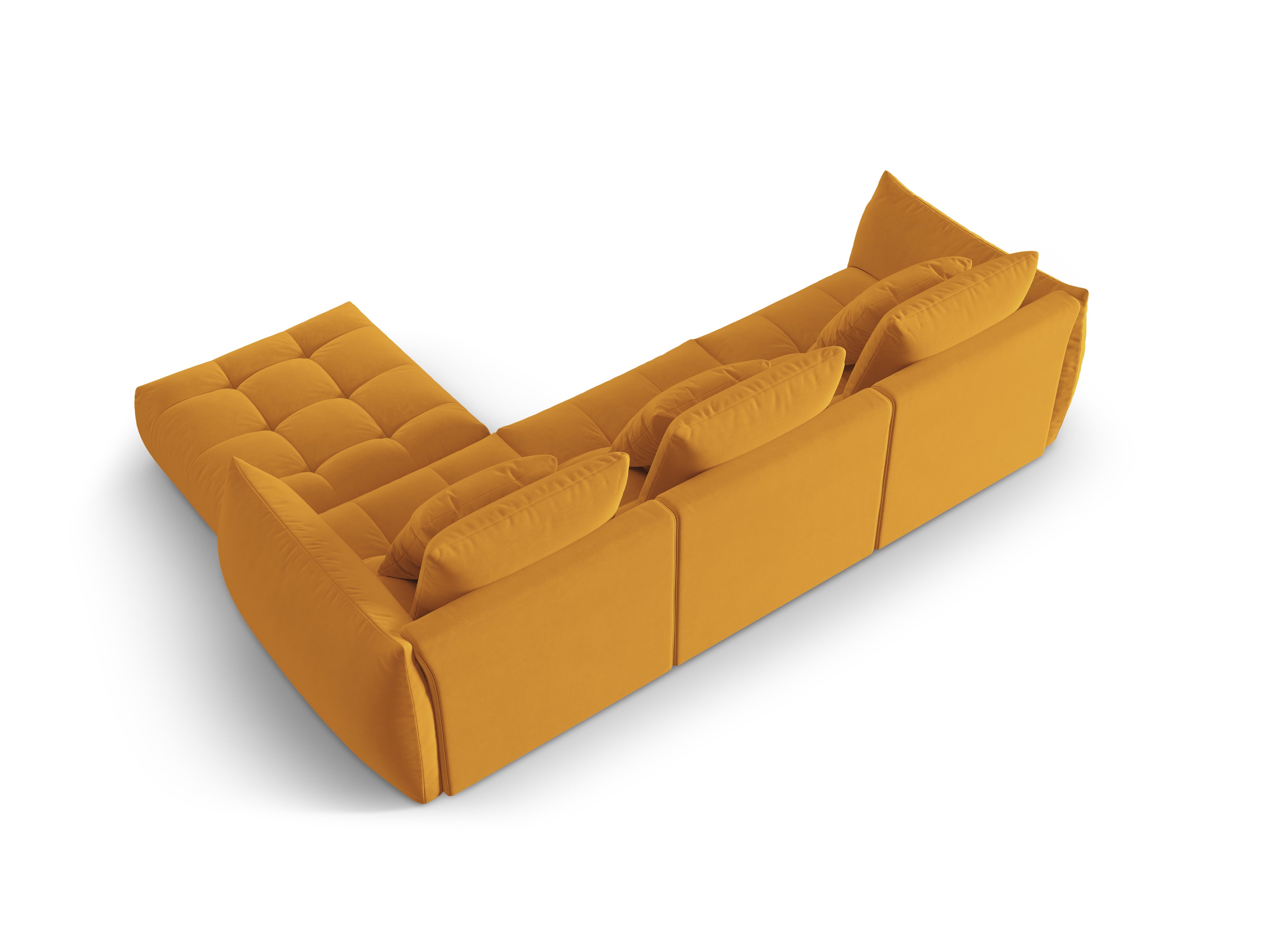 Modulaire fluwelen hoekbank BLOOM geel