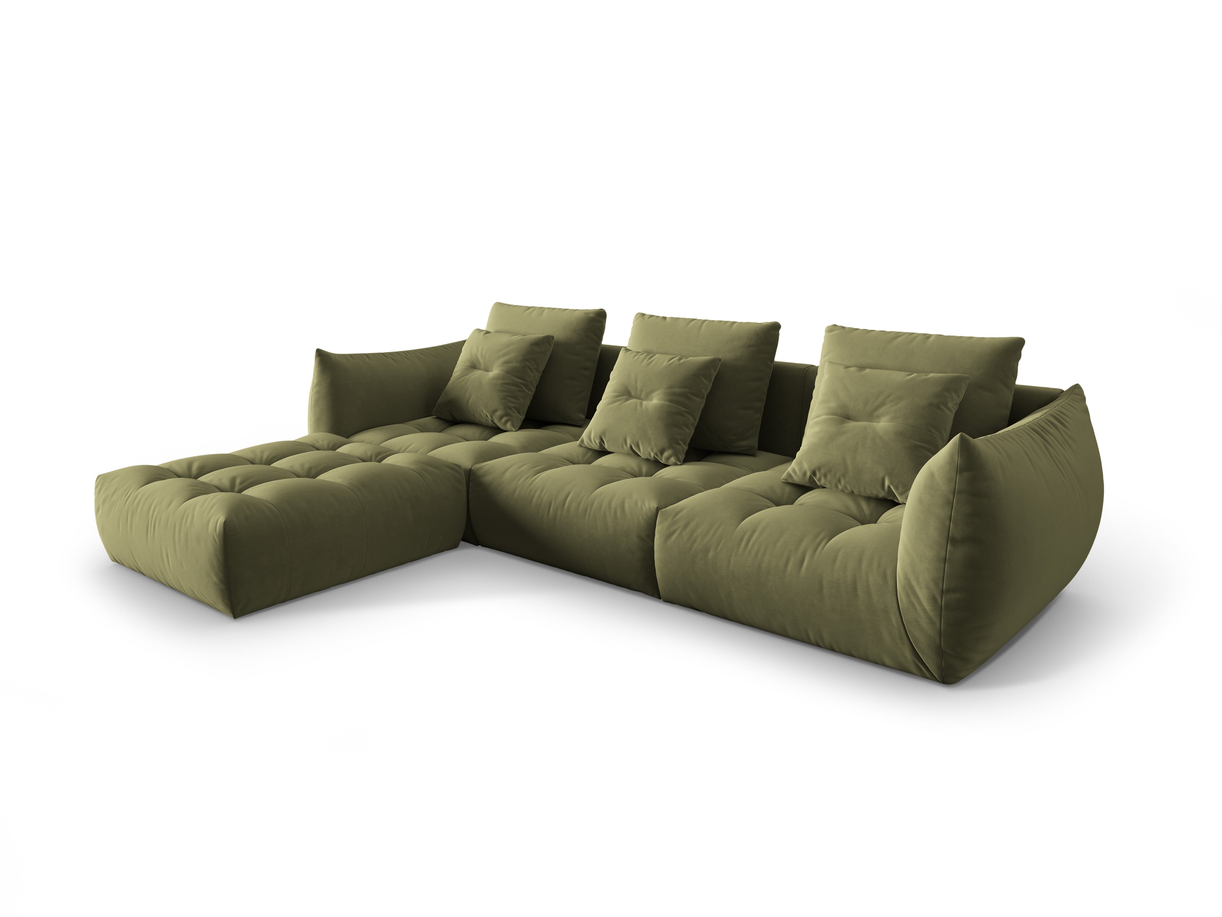 Narożnik aksamitny modułowy BLOOM zielony – sofa narożna