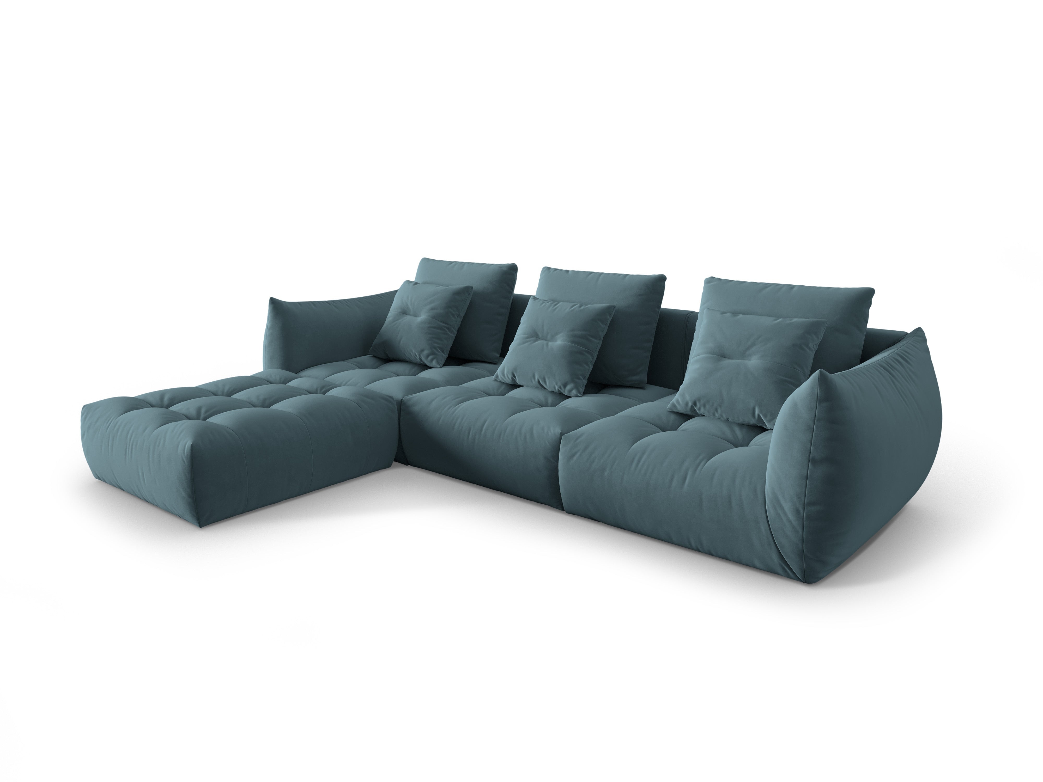 Narożnik aksamitny modułowy BLOOM jasnoniebieski – sofa narożna