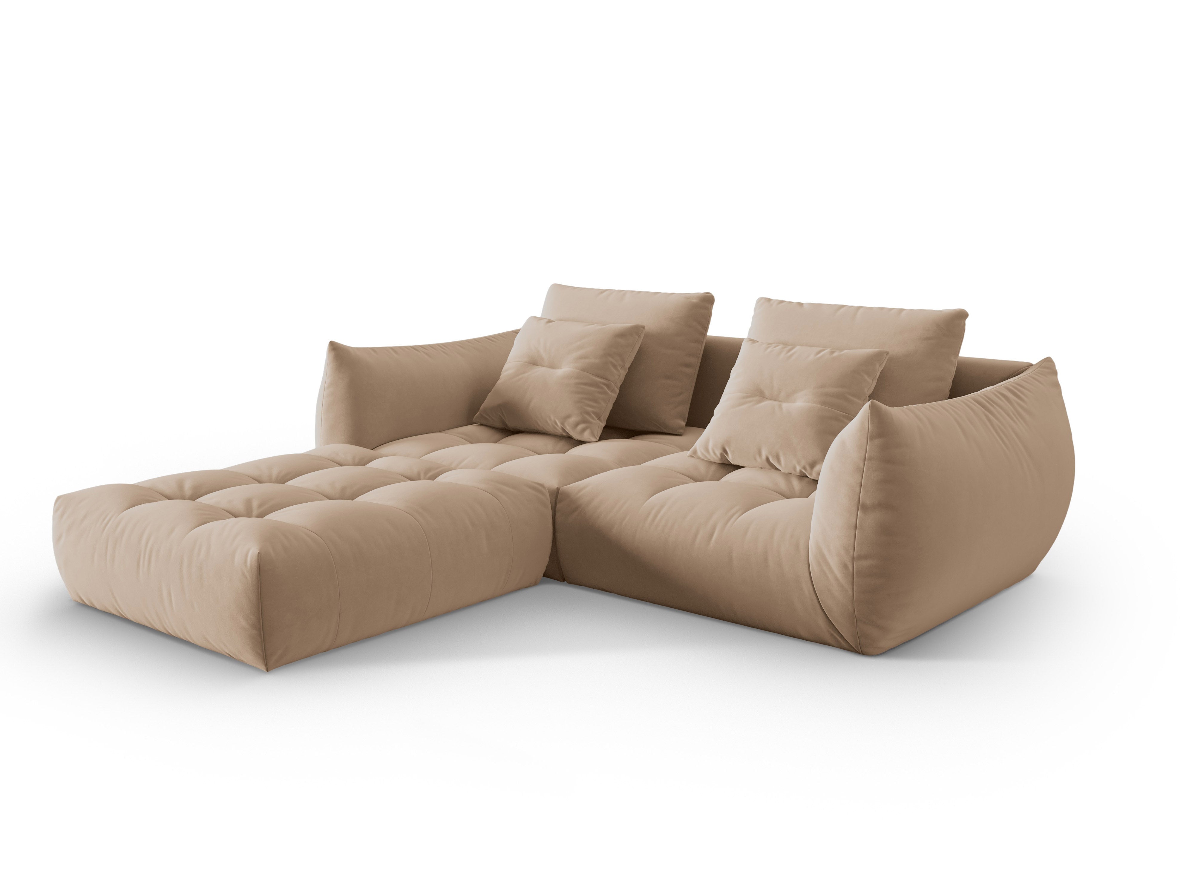 Modular velvet corner sofa for 3 people BLOOM sand