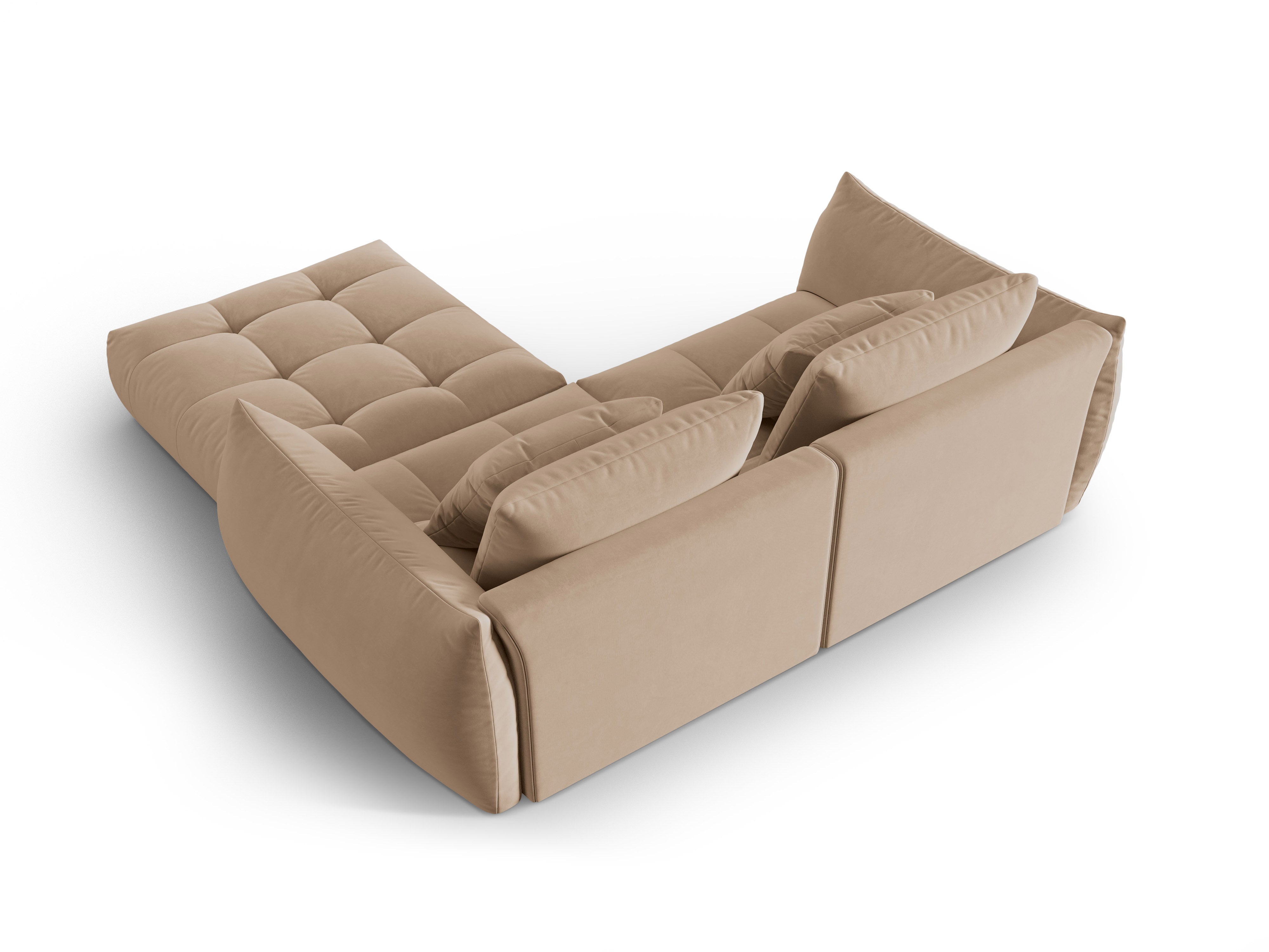 Modular velvet corner sofa for 3 people BLOOM sand
