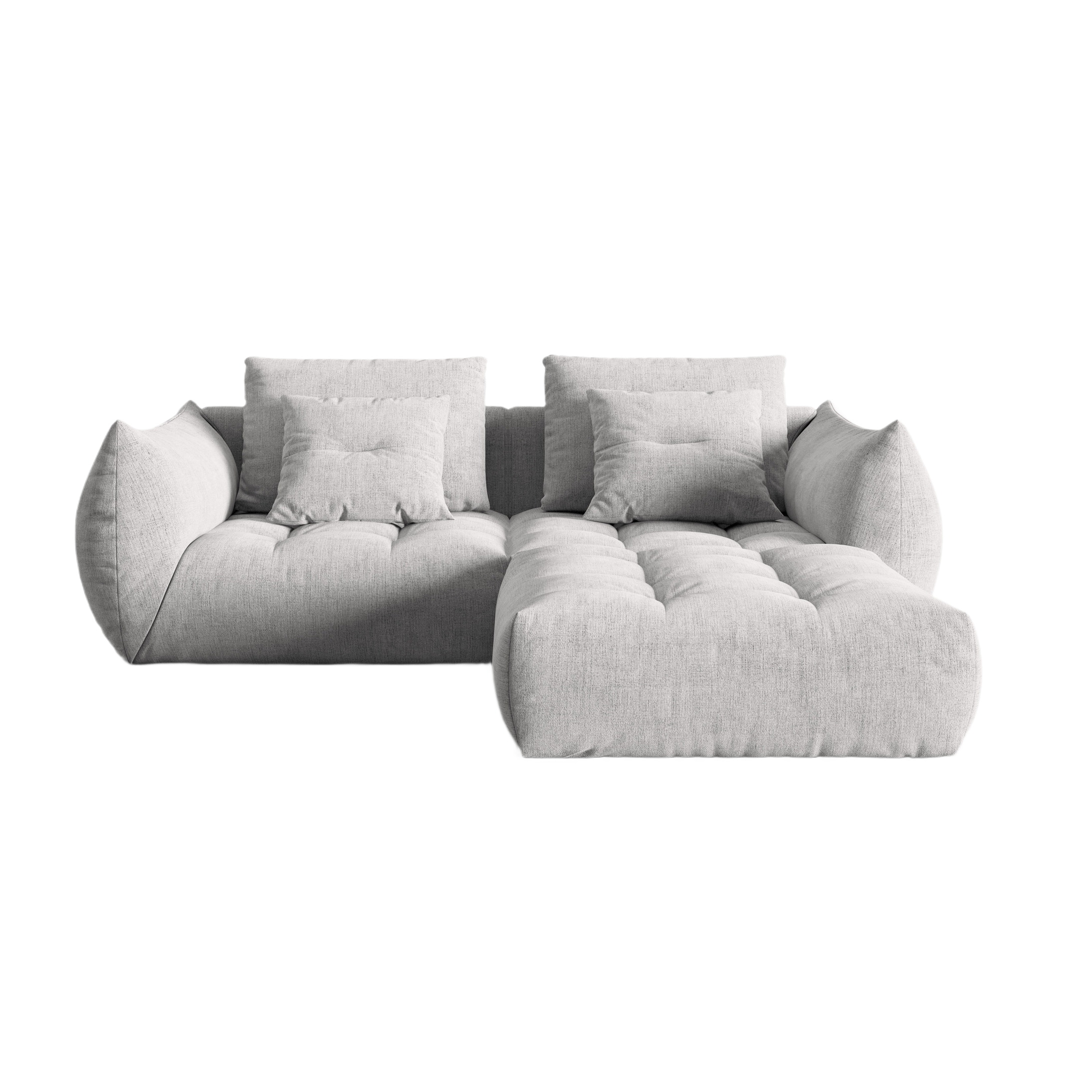 Modulares 3-Sitzer-Sofa BLOOM silberner Chenille