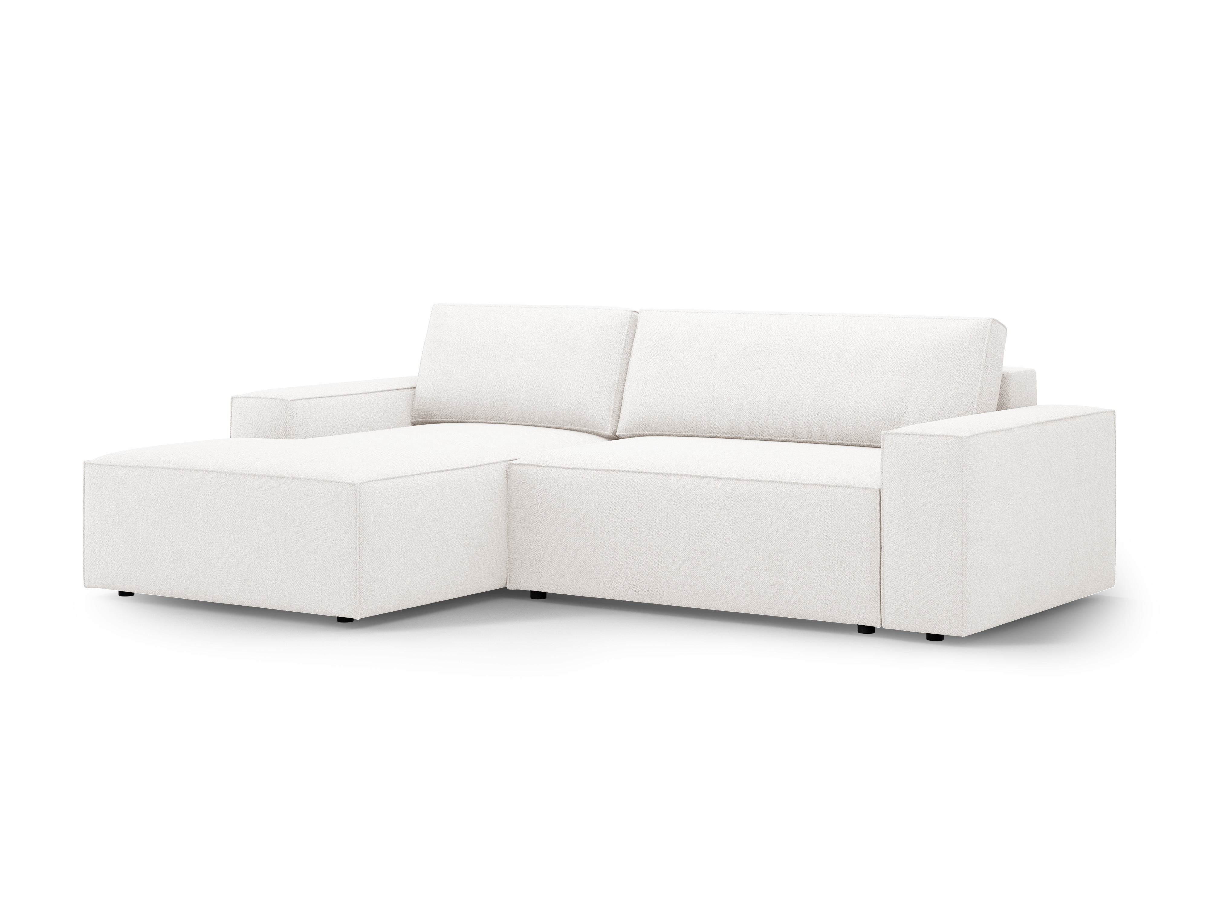 Left-facing corner sofa bed JODIE white boucle