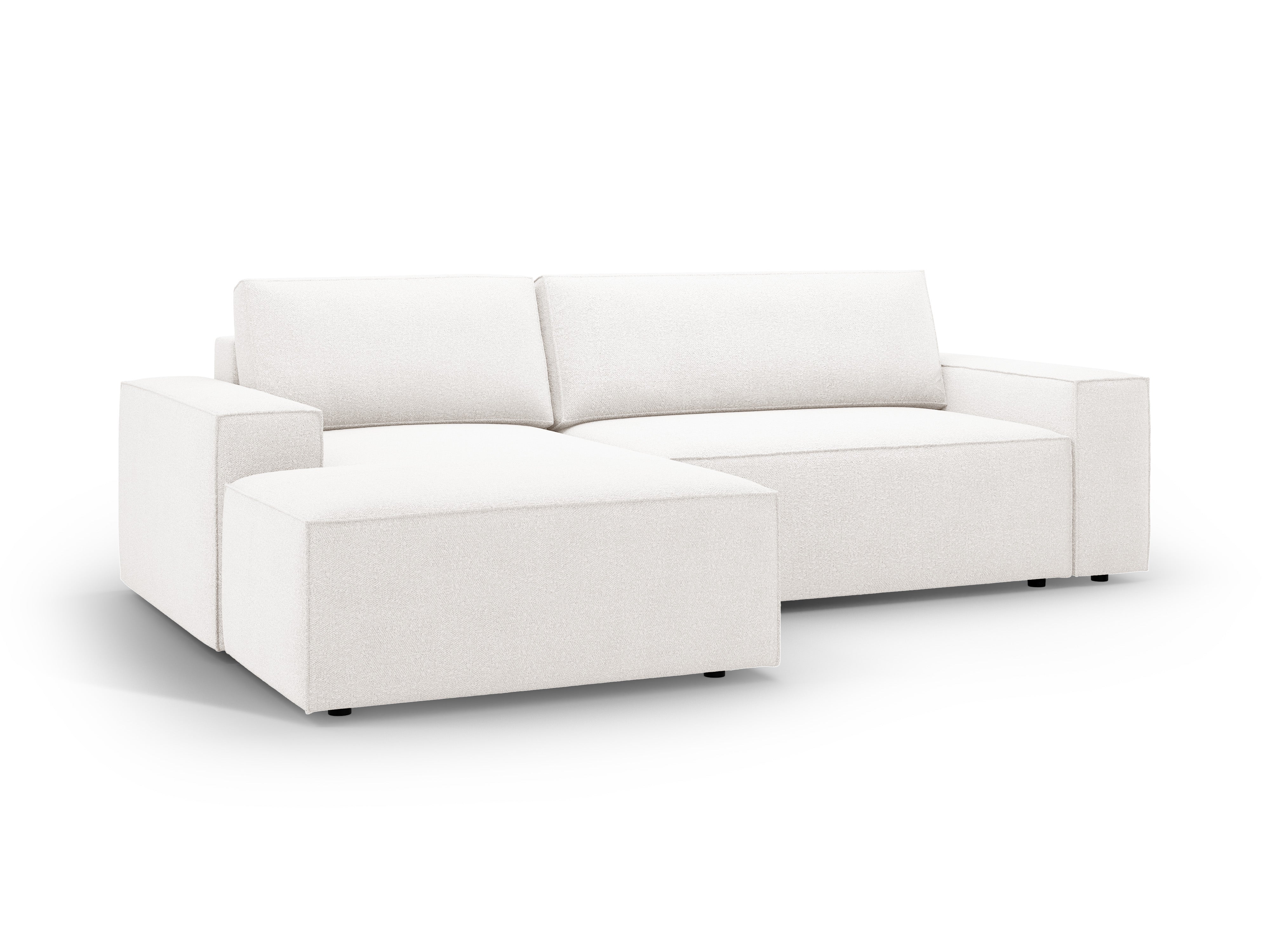 Left-facing corner sofa bed JODIE white boucle