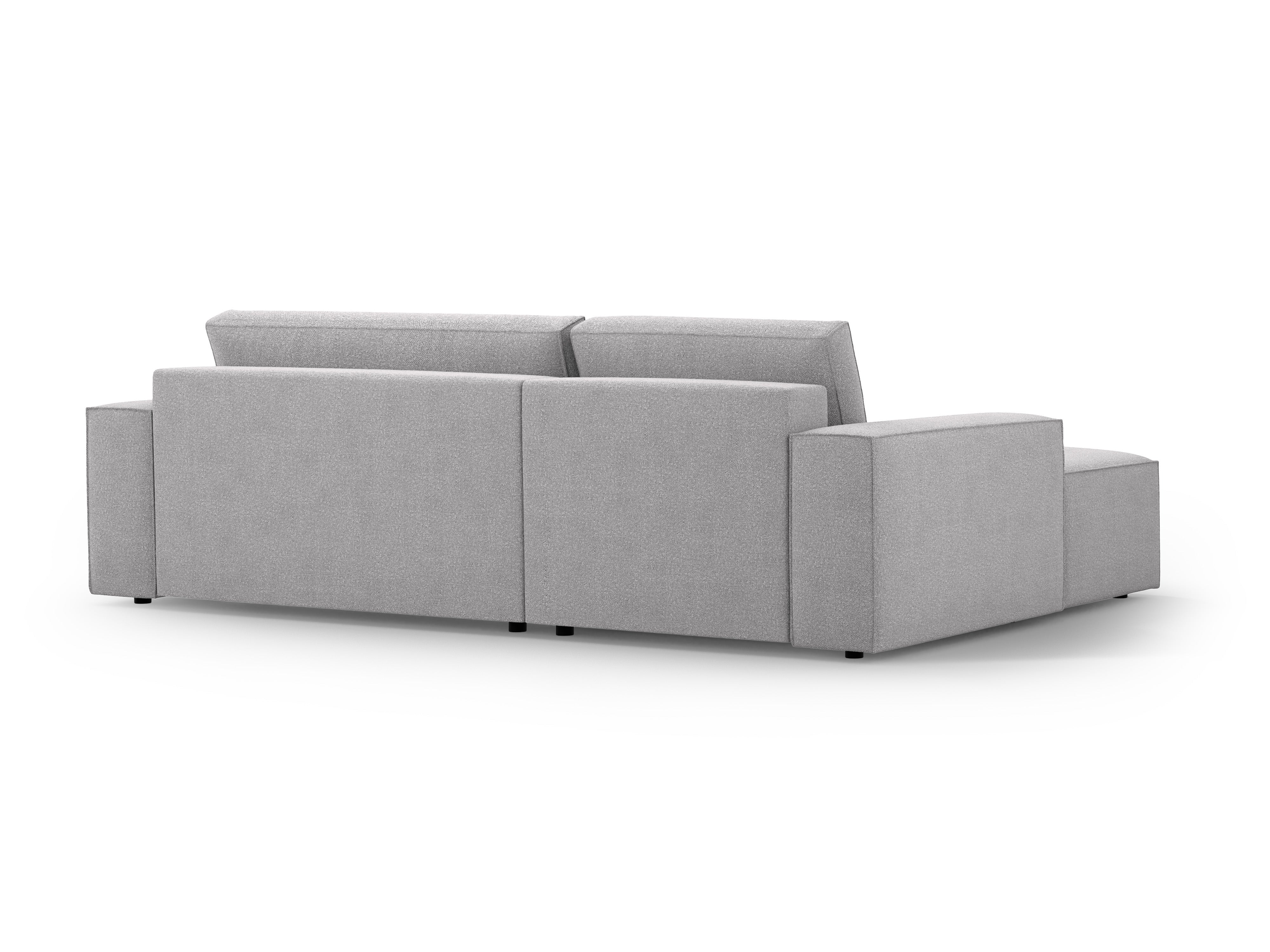 Links hoekbank met slaapfunctie JODIE lichtgrijs boucle
