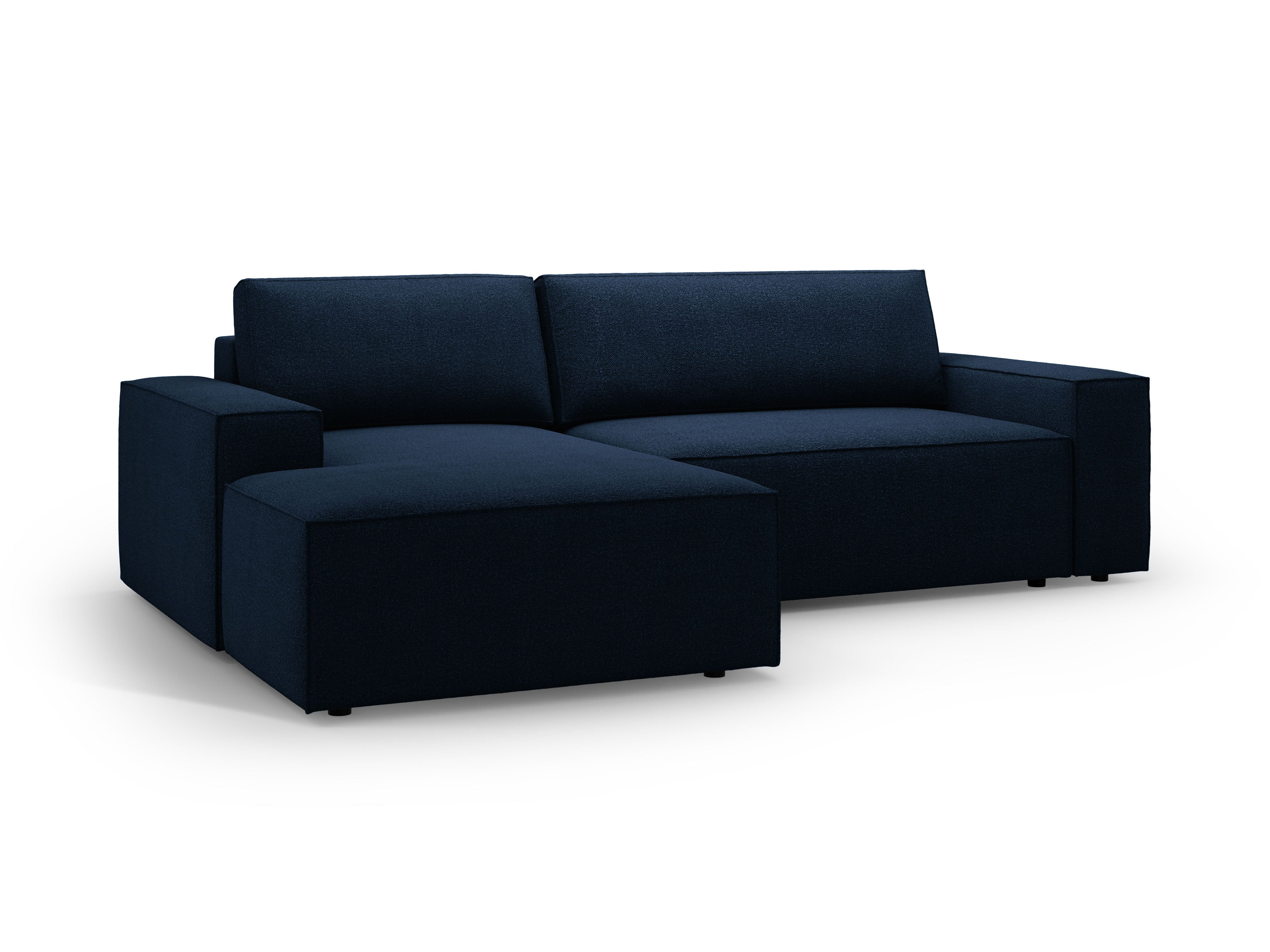 Hoekbank links met slaapfunctie JODIE donkerblauwe boucle