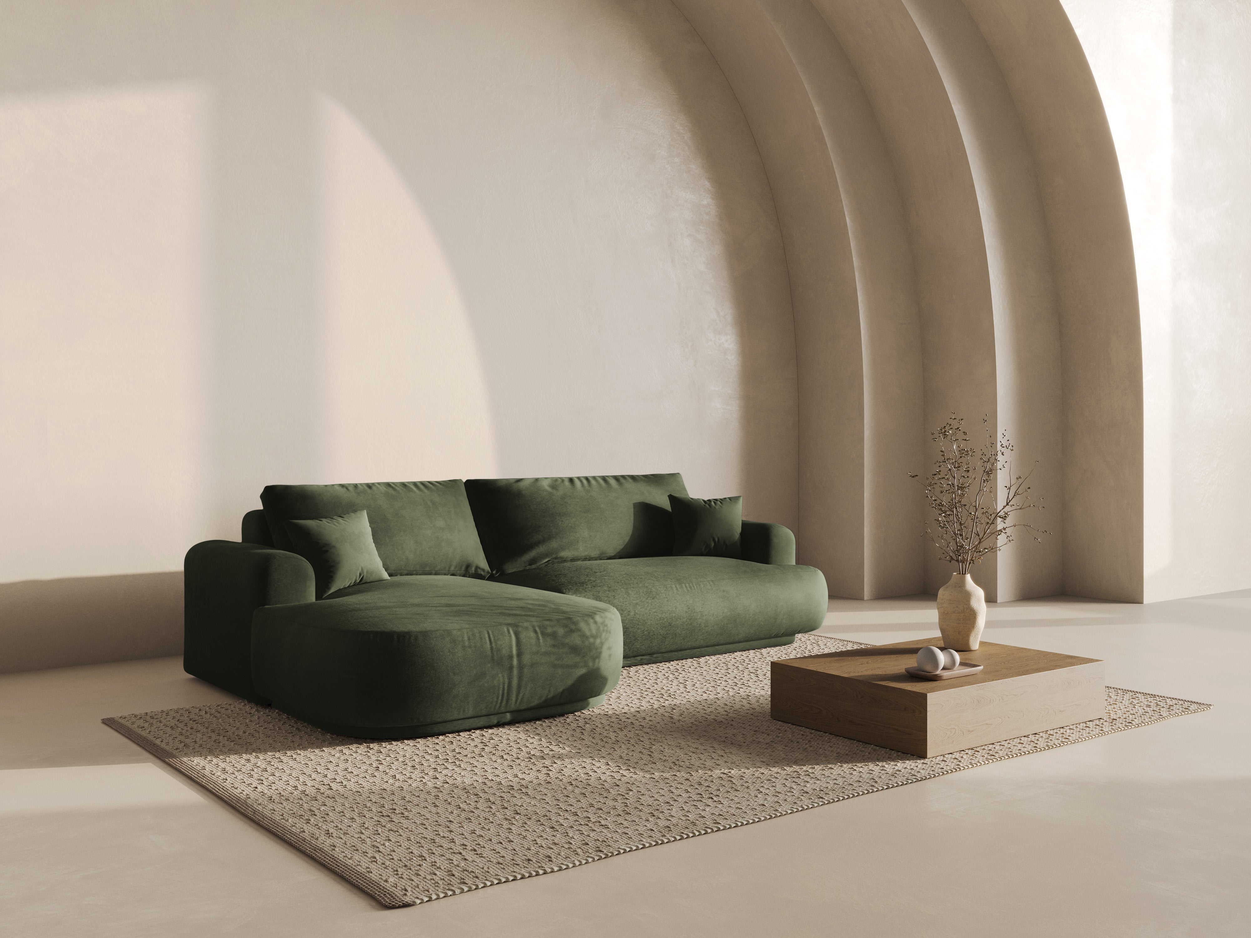 Velvet left -hand corner with Ella Zielony sleeping function