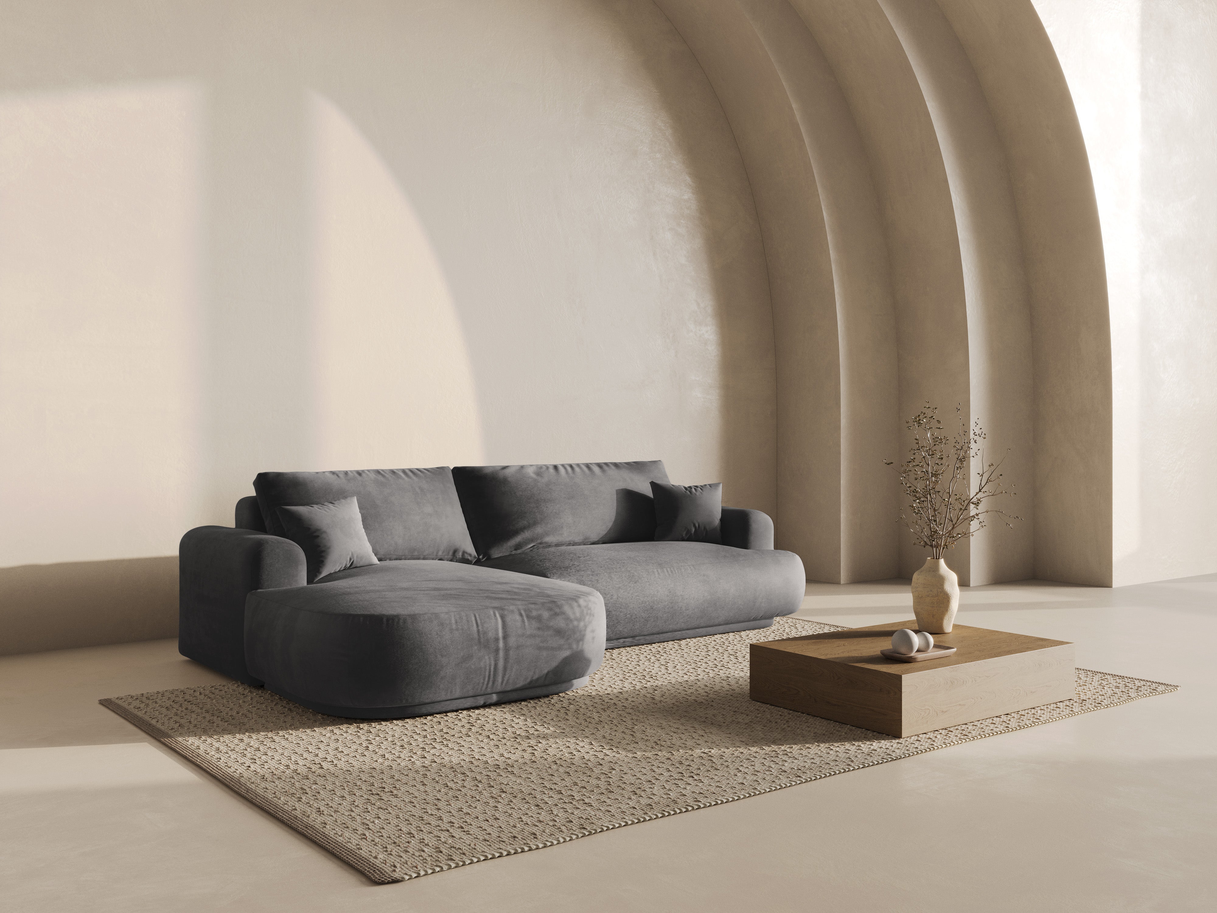 Samt linke Ecke mit Ella Grey Schlaffunktion