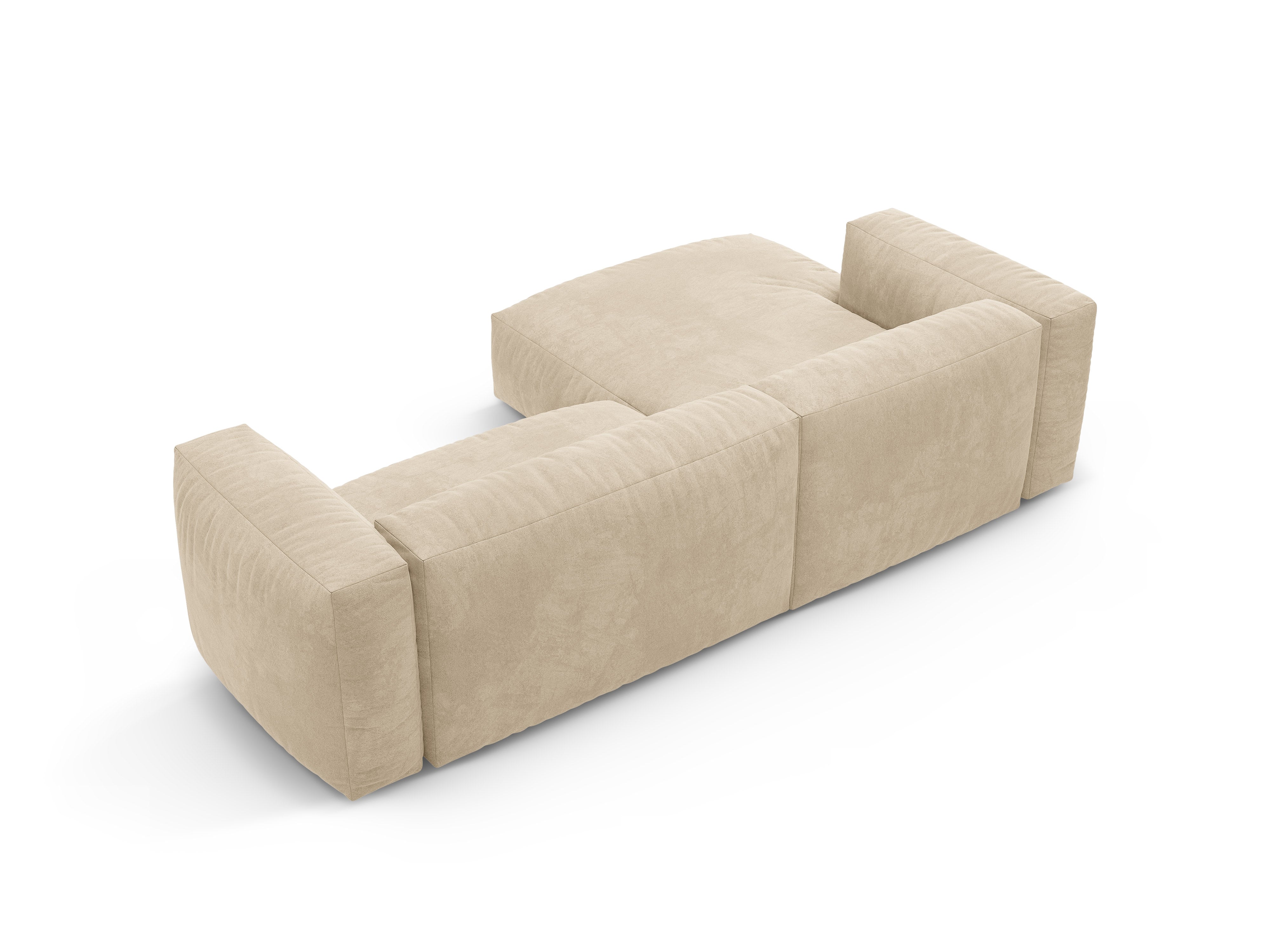 Velvet hoekbank links met slaapfunctie MARTINA licht beige