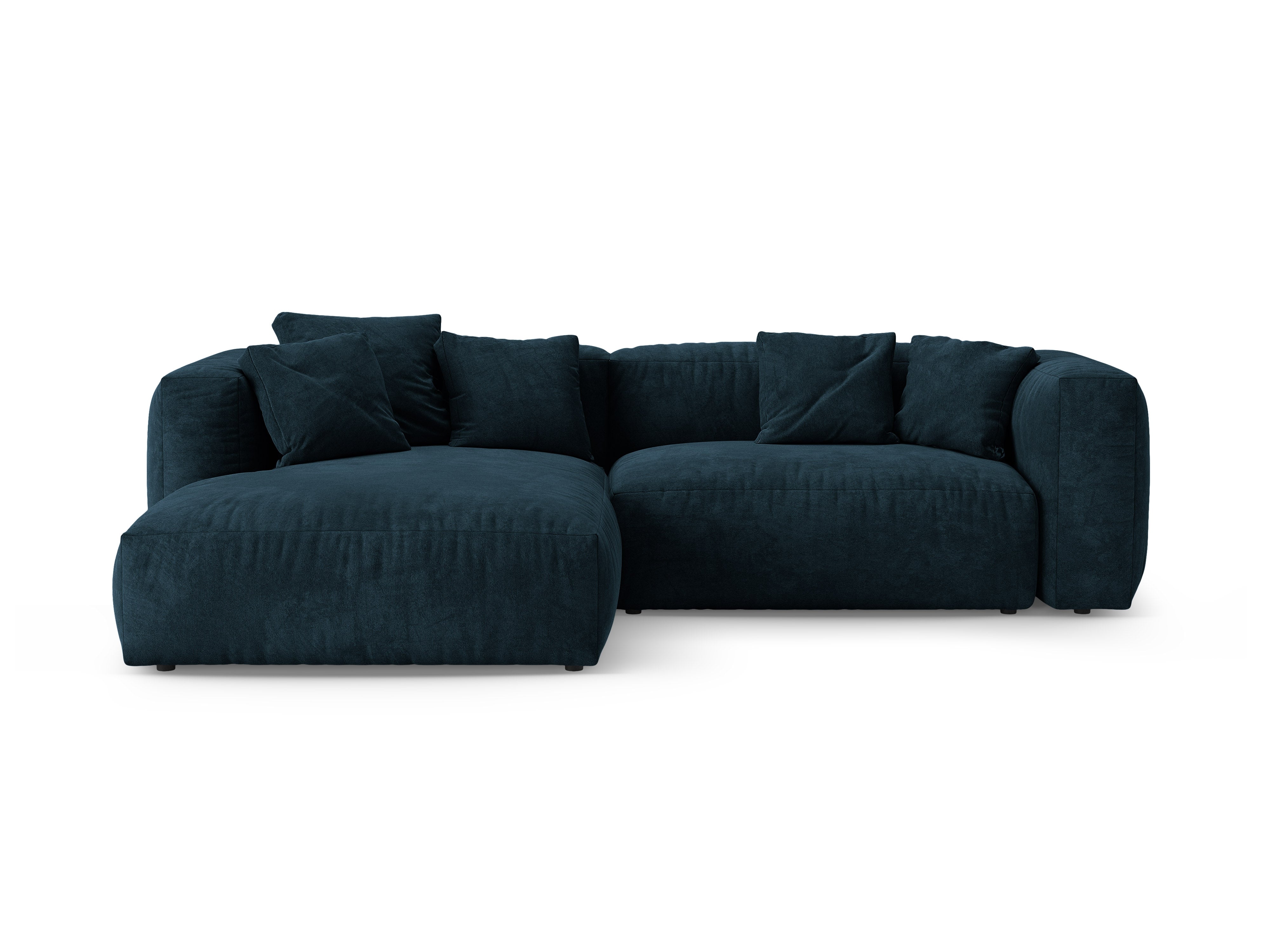 Samt-Ecksofa links mit Schlaffunktion MARTINA tiefes Petrol