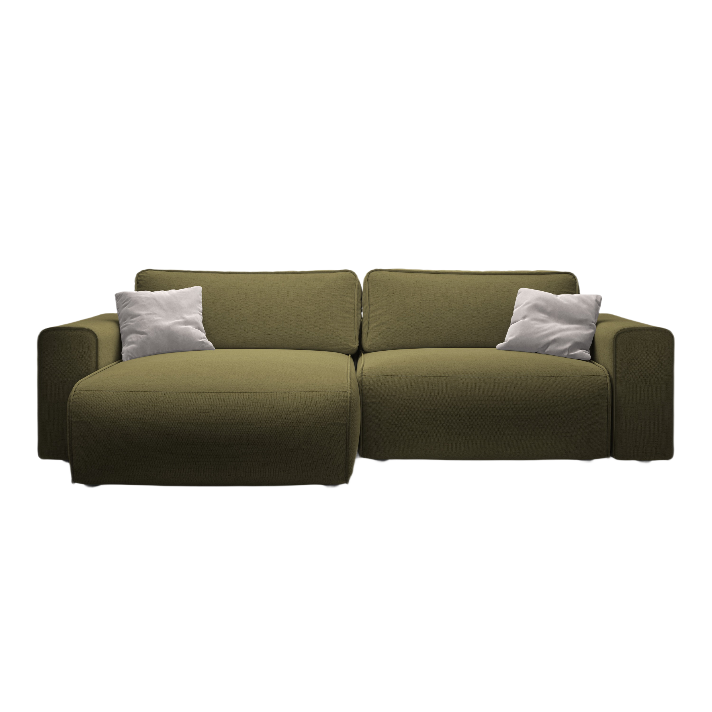 Linksseitiges 3-Sitzer-Sofa mit Schlaffunktion VICTOR in grünem Chenille