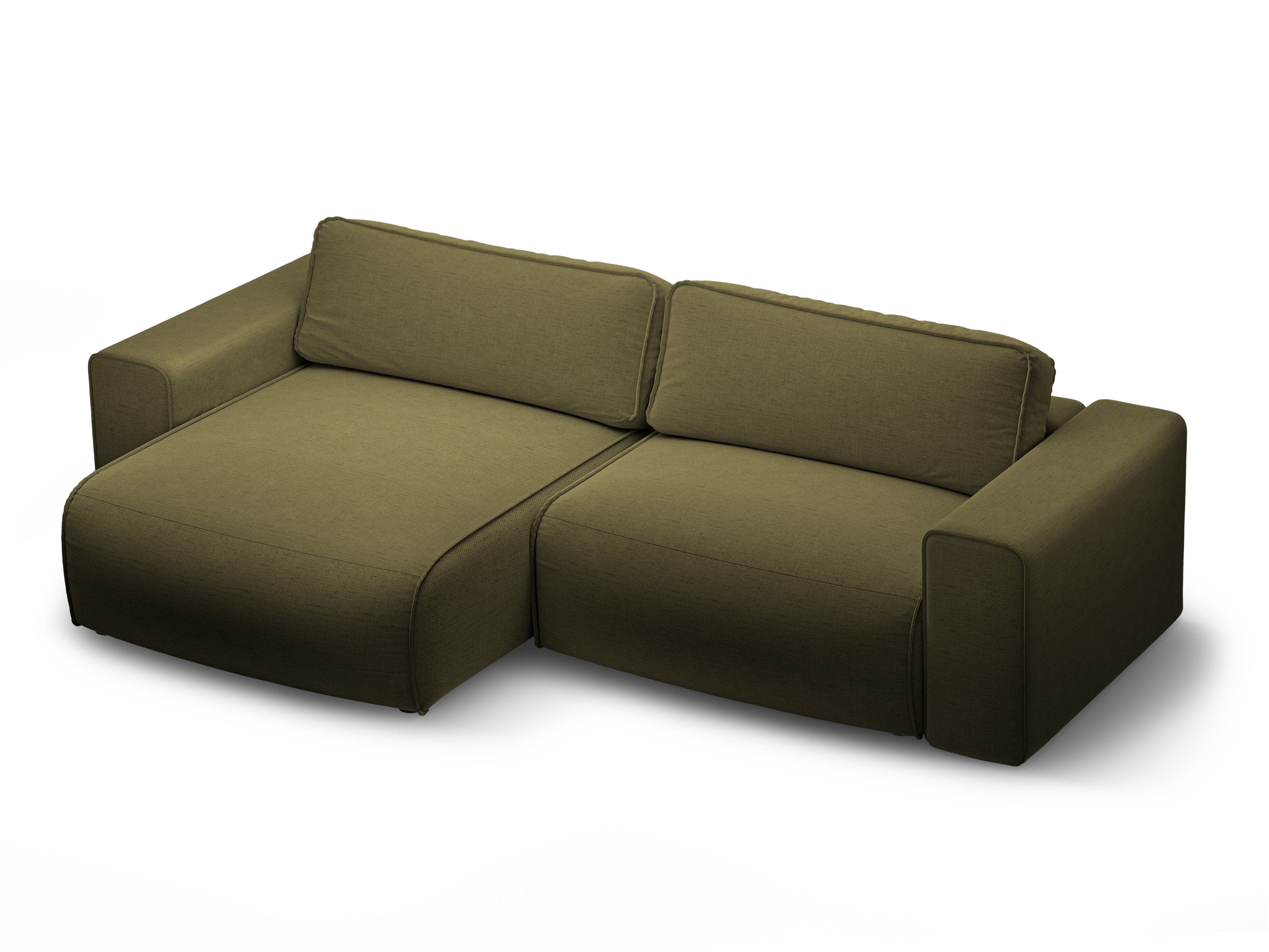 Linksseitiges 3-Sitzer-Sofa mit Schlaffunktion VICTOR in grünem Chenille