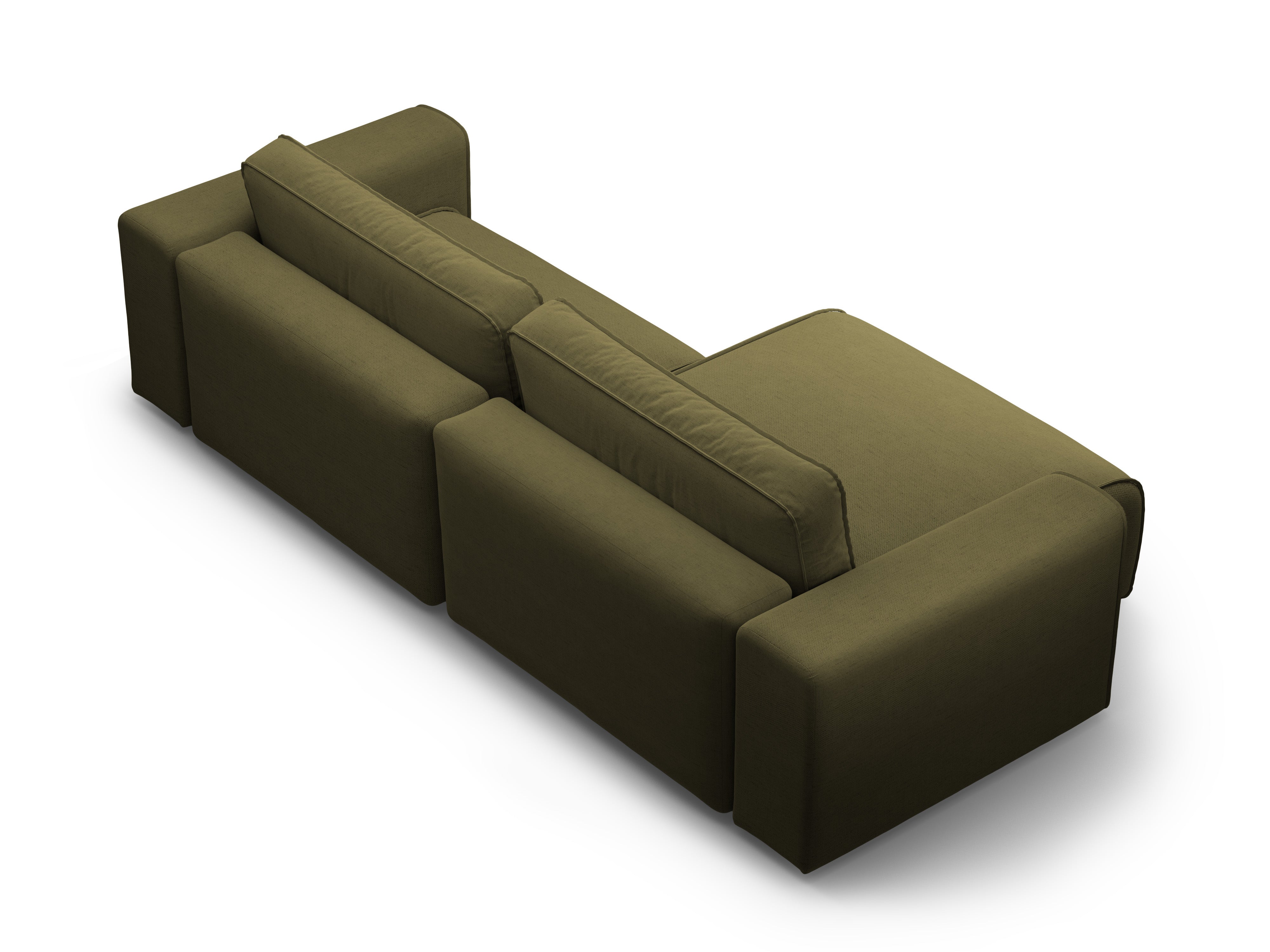 Linksseitiges 3-Sitzer-Sofa mit Schlaffunktion VICTOR in grünem Chenille