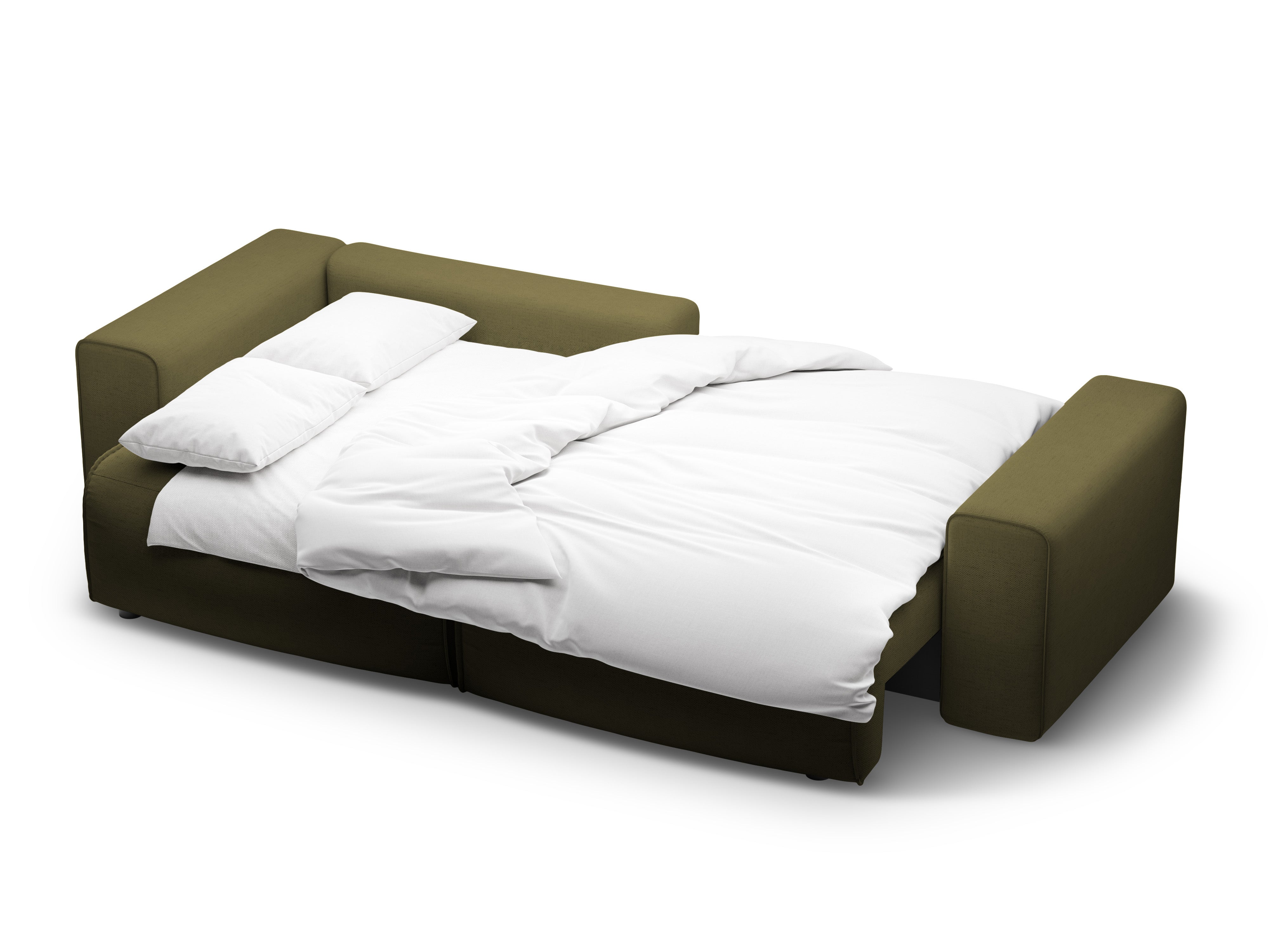 Linksseitiges 3-Sitzer-Sofa mit Schlaffunktion VICTOR in grünem Chenille