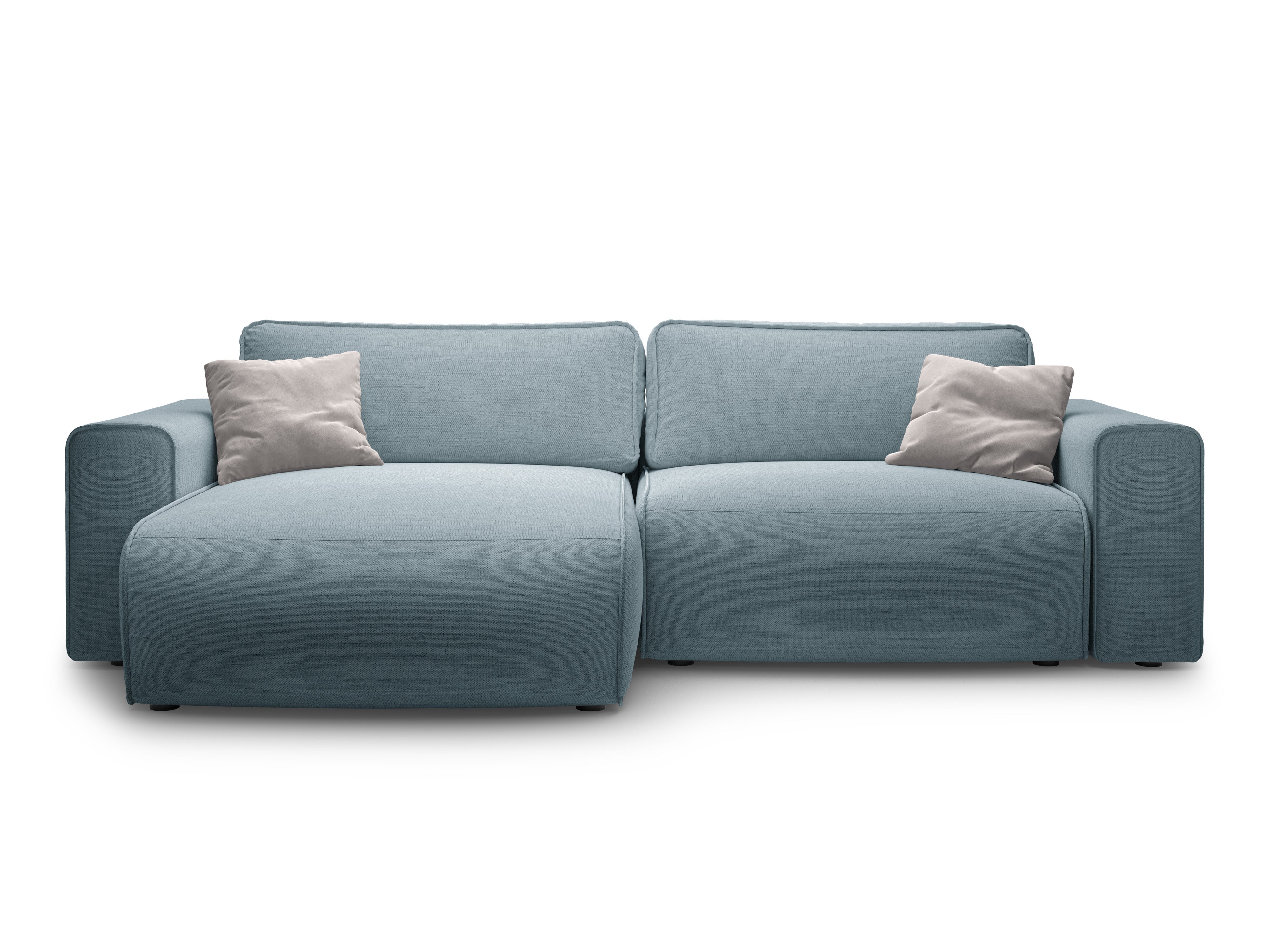 Linksseitiges 3-Sitzer-Sofa mit Schlaffunktion VICTOR in hellblauem Chenille