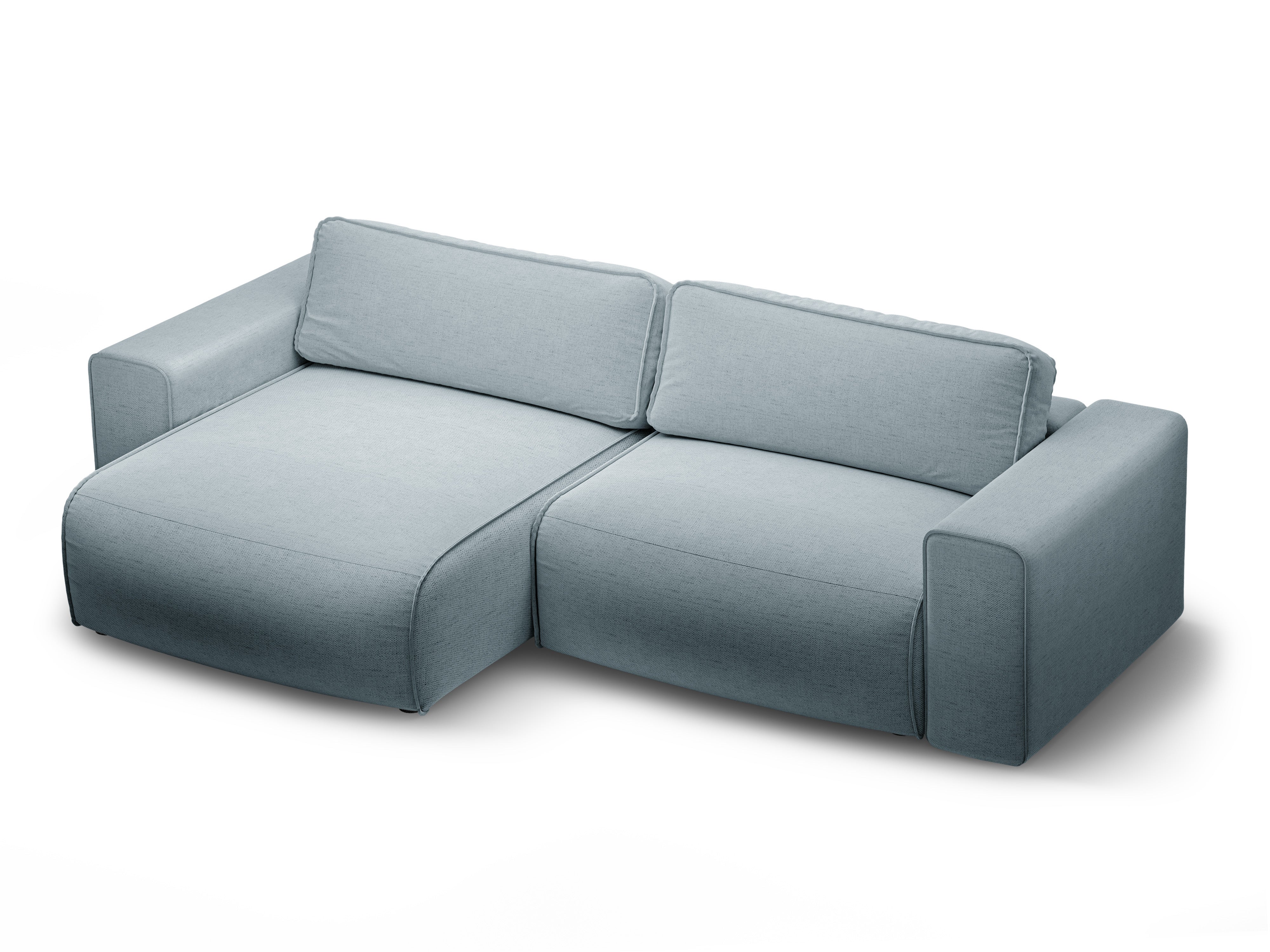 Linksseitiges 3-Sitzer-Sofa mit Schlaffunktion VICTOR in hellblauem Chenille