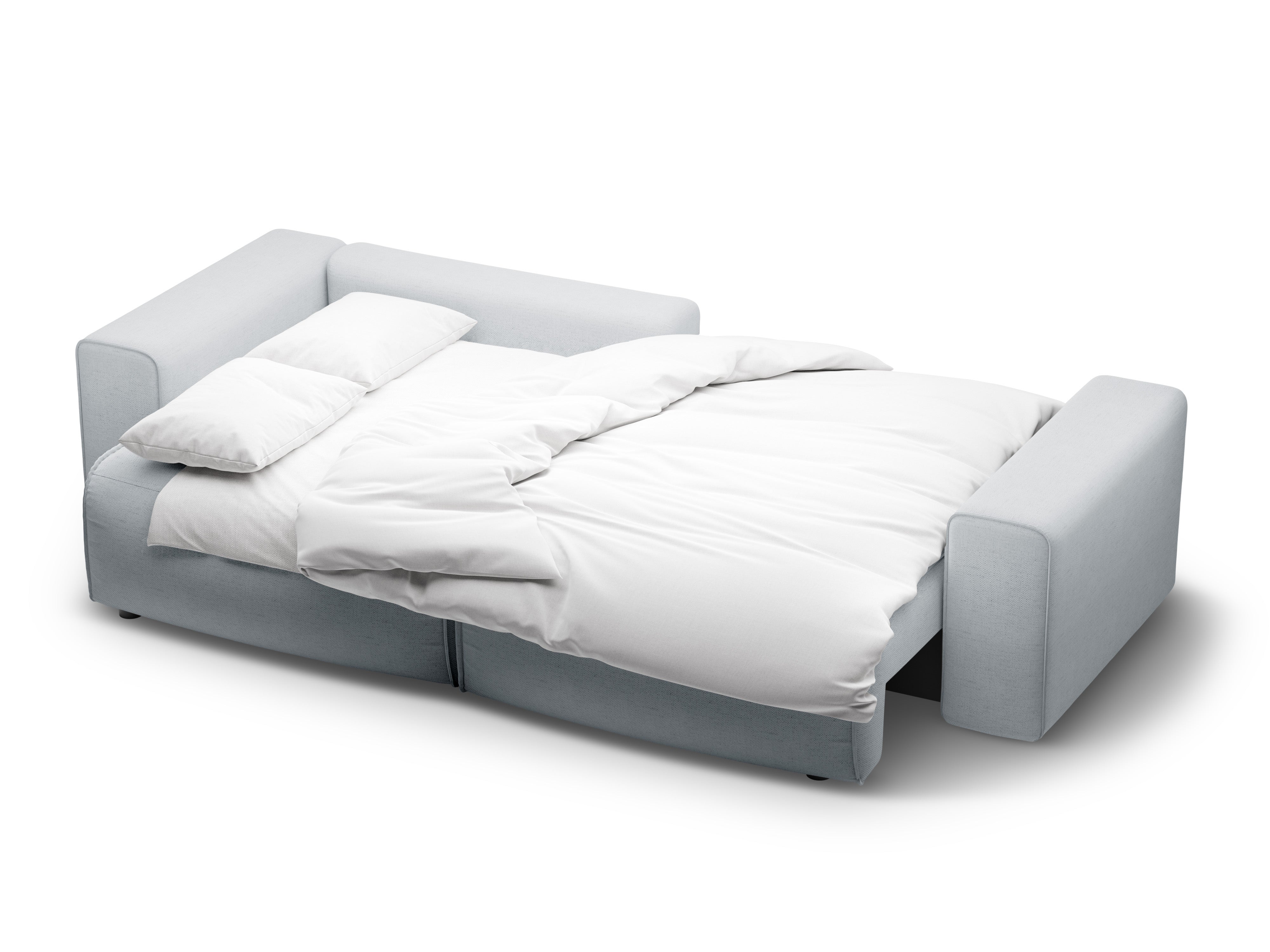 Links hoekbank voor 3 personen met slaapfunctie VICTOR lichtgrijs chenille