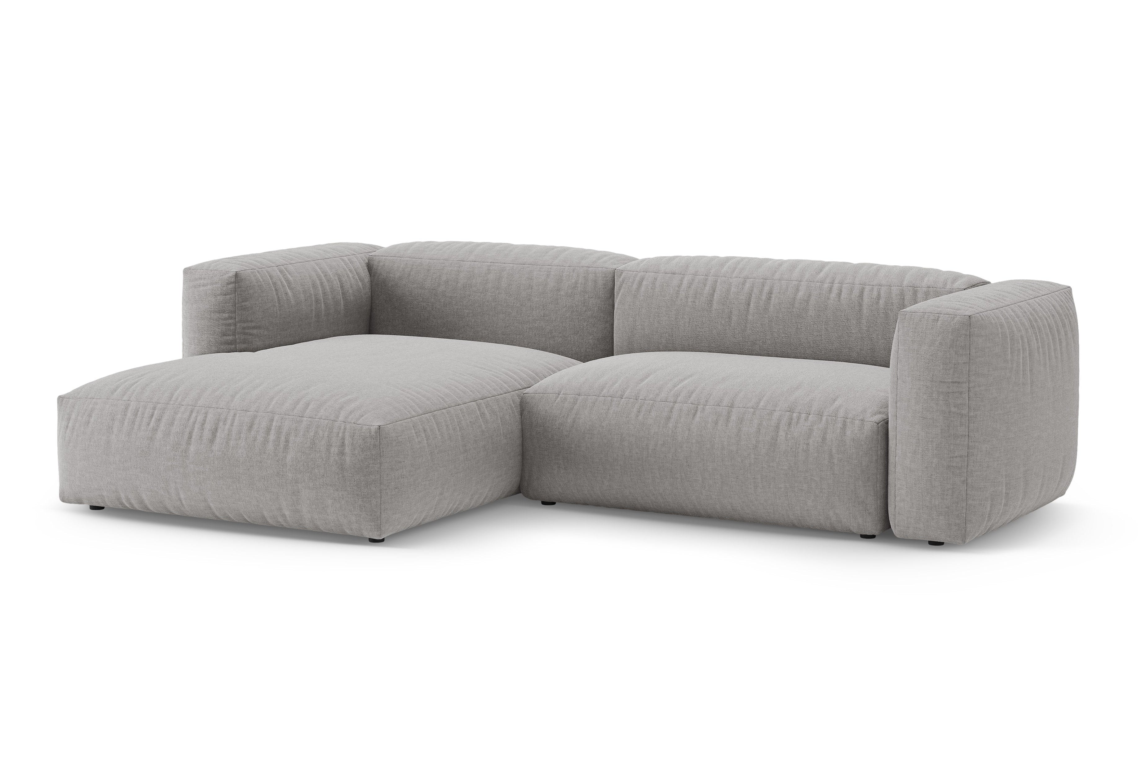 Links loungebank met slaapfunctie MARTINA lichtgrijs