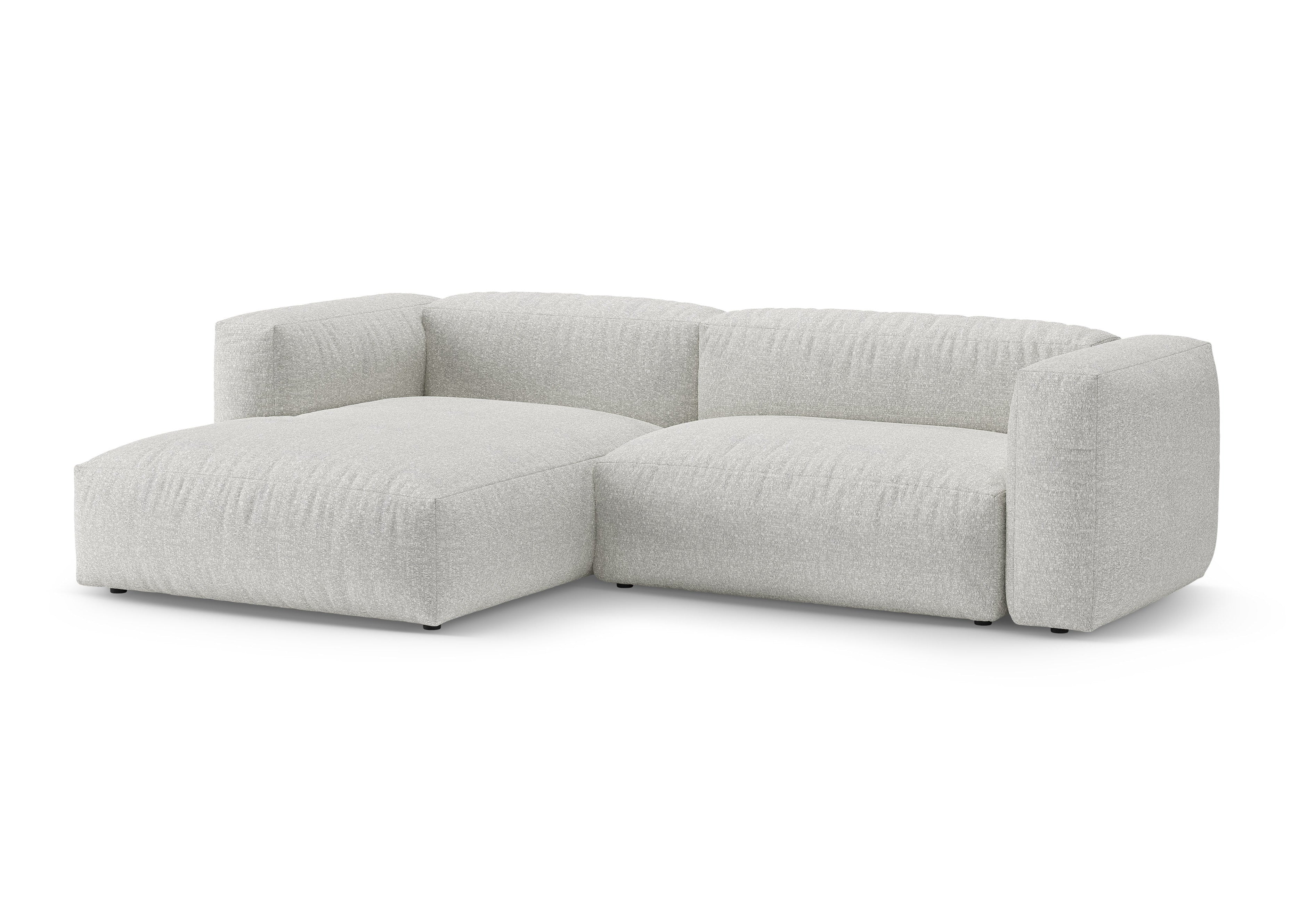Ecksofa links mit Schlaffunktion MARTINA grau-beige Melange Boucle