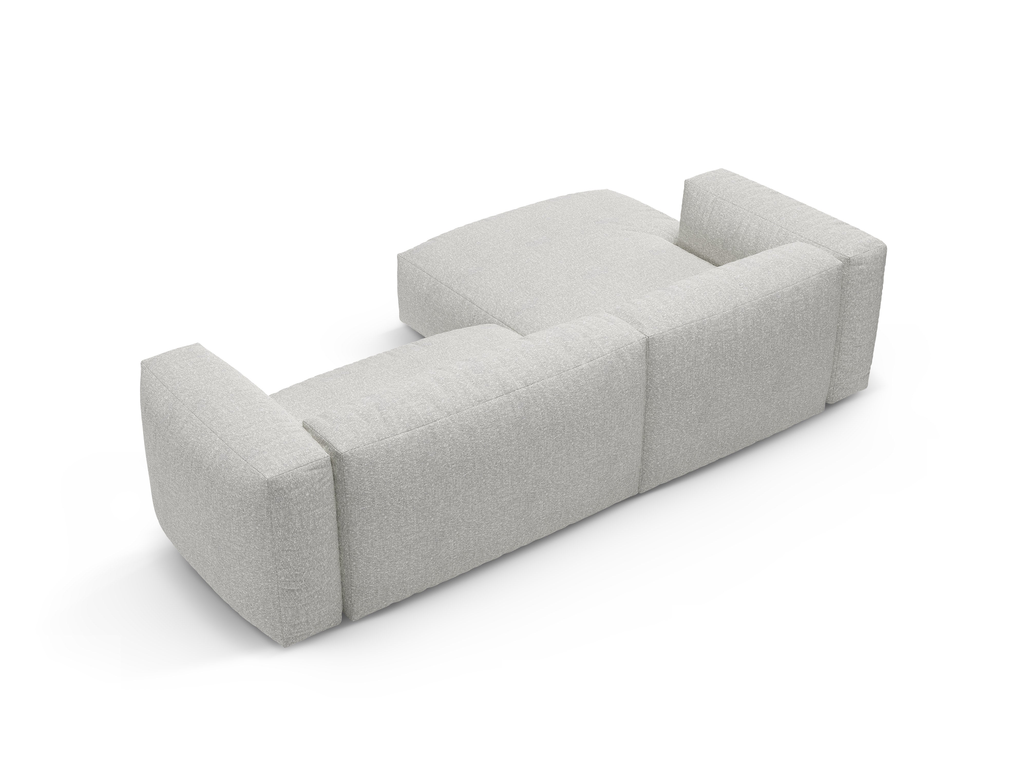 Ecksofa links mit Schlaffunktion MARTINA grau-beige Melange Boucle