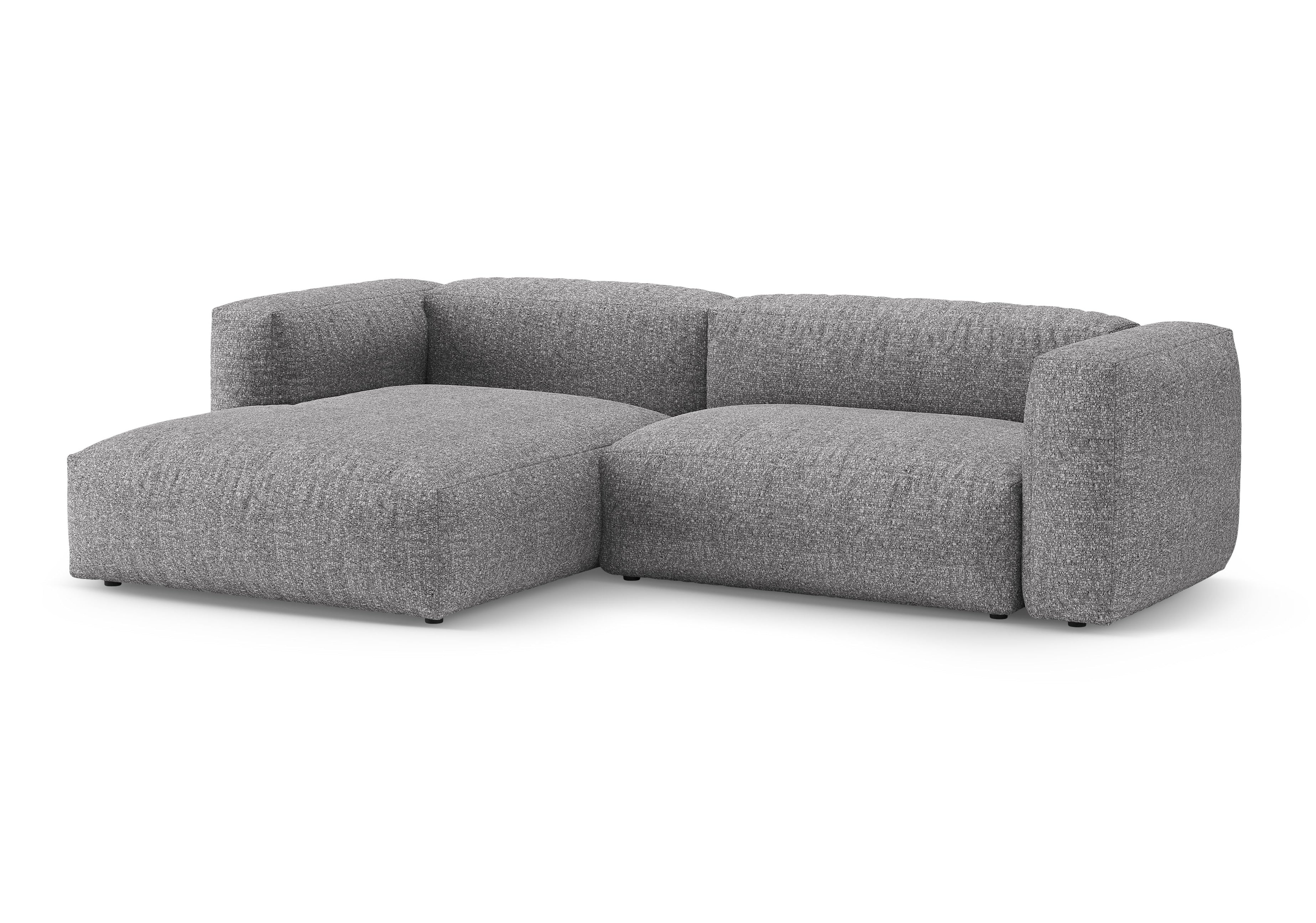 Links hoekbank met slaapfunctie MARTINA grafiet boucle