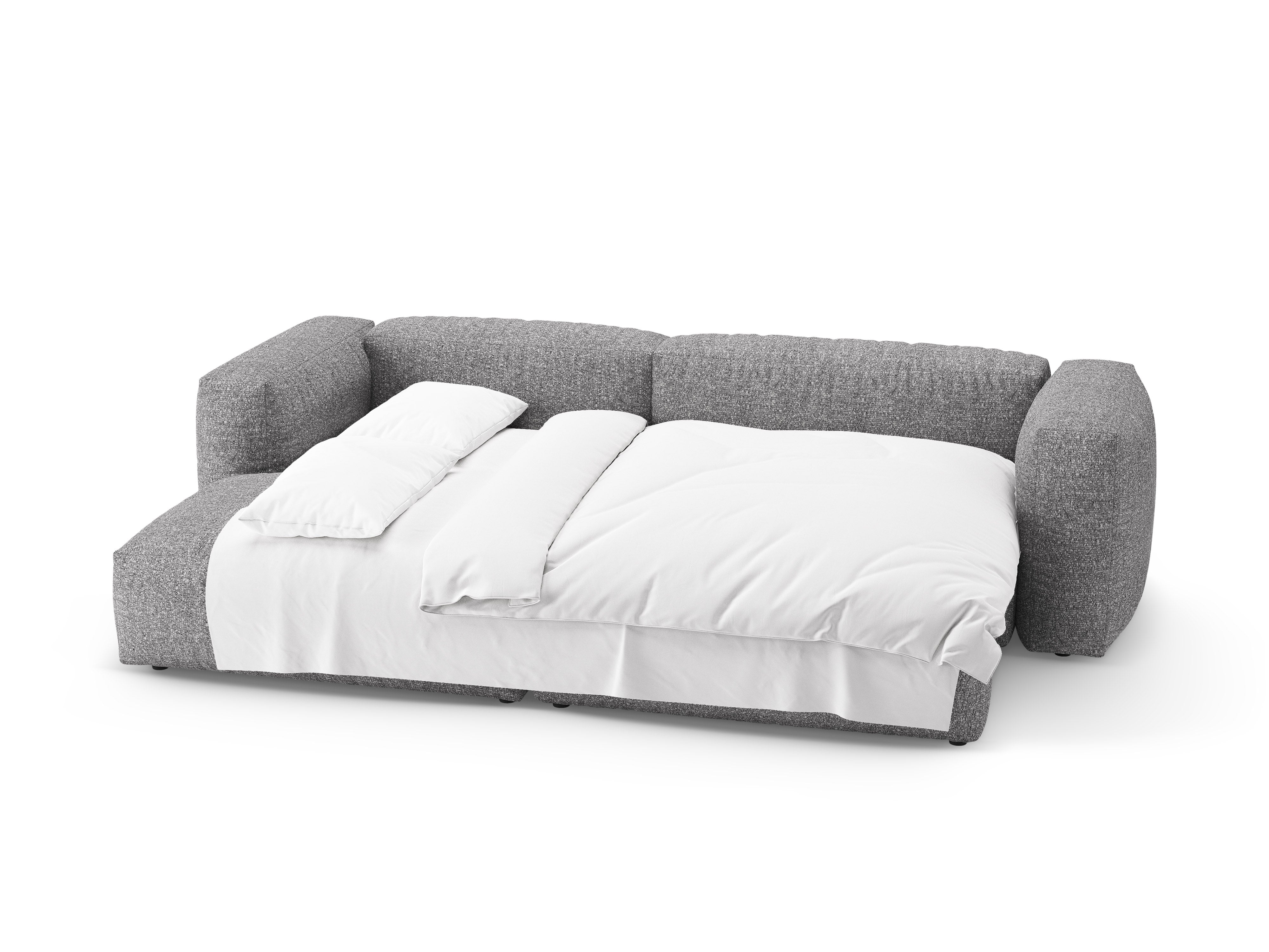 Links hoekbank met slaapfunctie MARTINA grafiet boucle